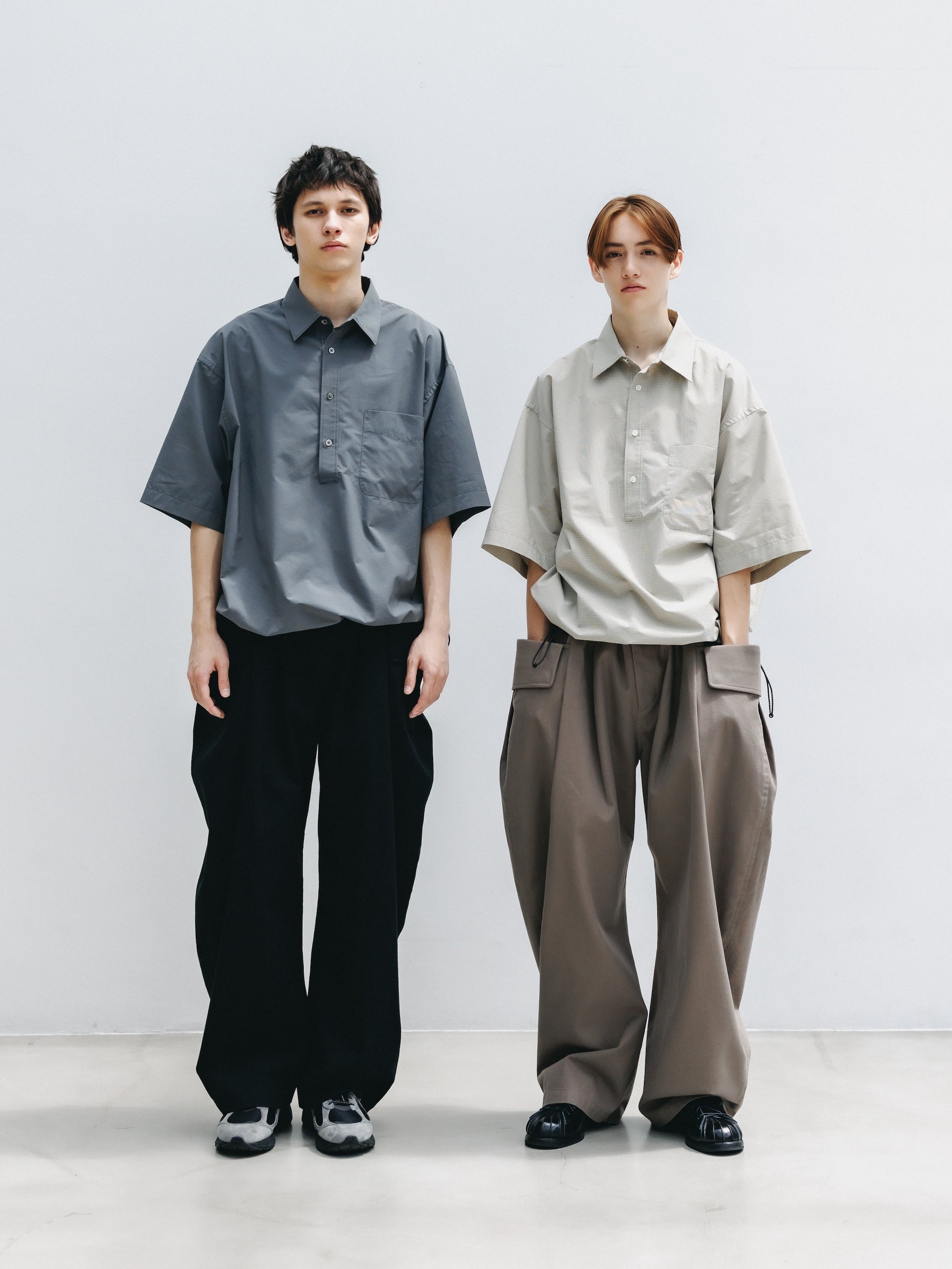 【4.25 SAT 20:00- IN STOCK】MINI PLAID S/S PULLOVER SHIRT (BEIGE)