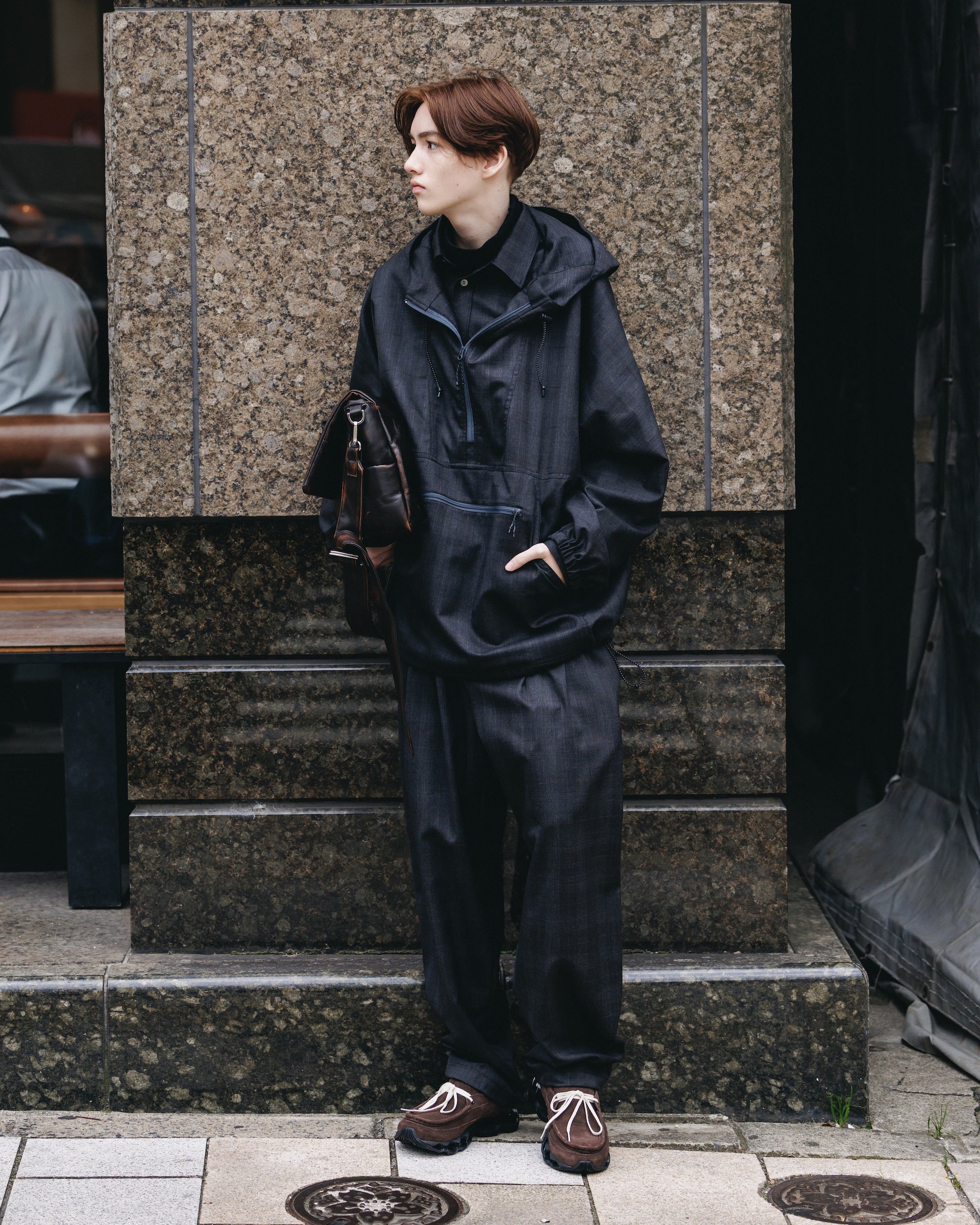 【1.28 WED 20:00- IN STOCK】WOOL GLEN PLAID CITY UNIFORM WIDE TAPERED PANTS