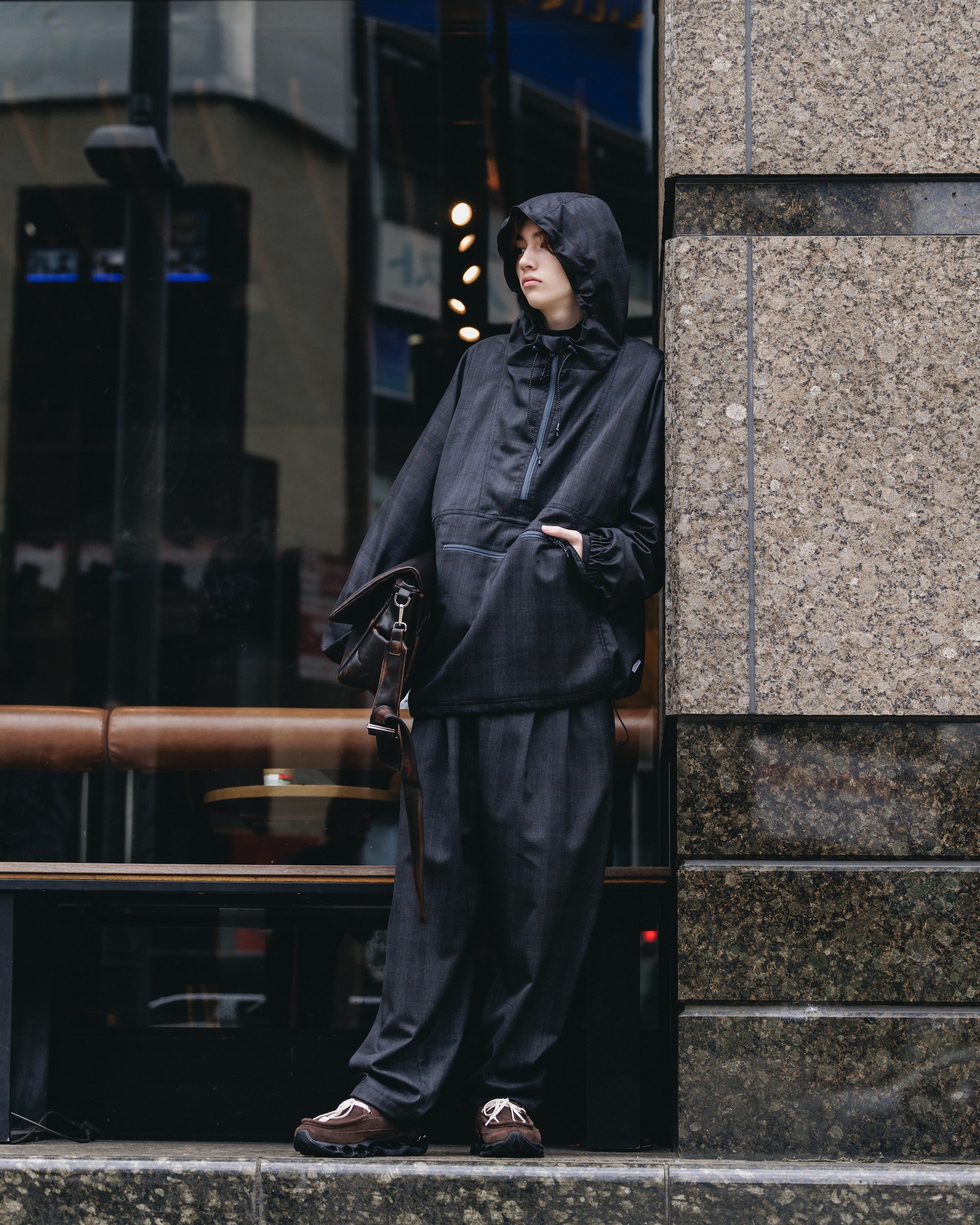 PACKABLE CITY ANORAK PARKA (GRAY(GLEN CHECK))