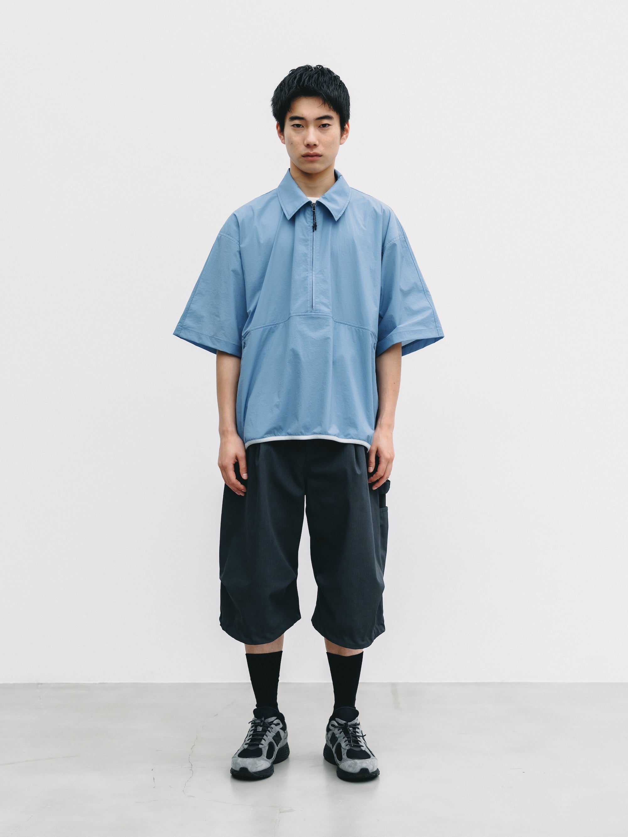 【6.20 SAT 20:00- IN STOCK】HALF ZIP TRAIL S/S SHIRT (SAX BLUE)