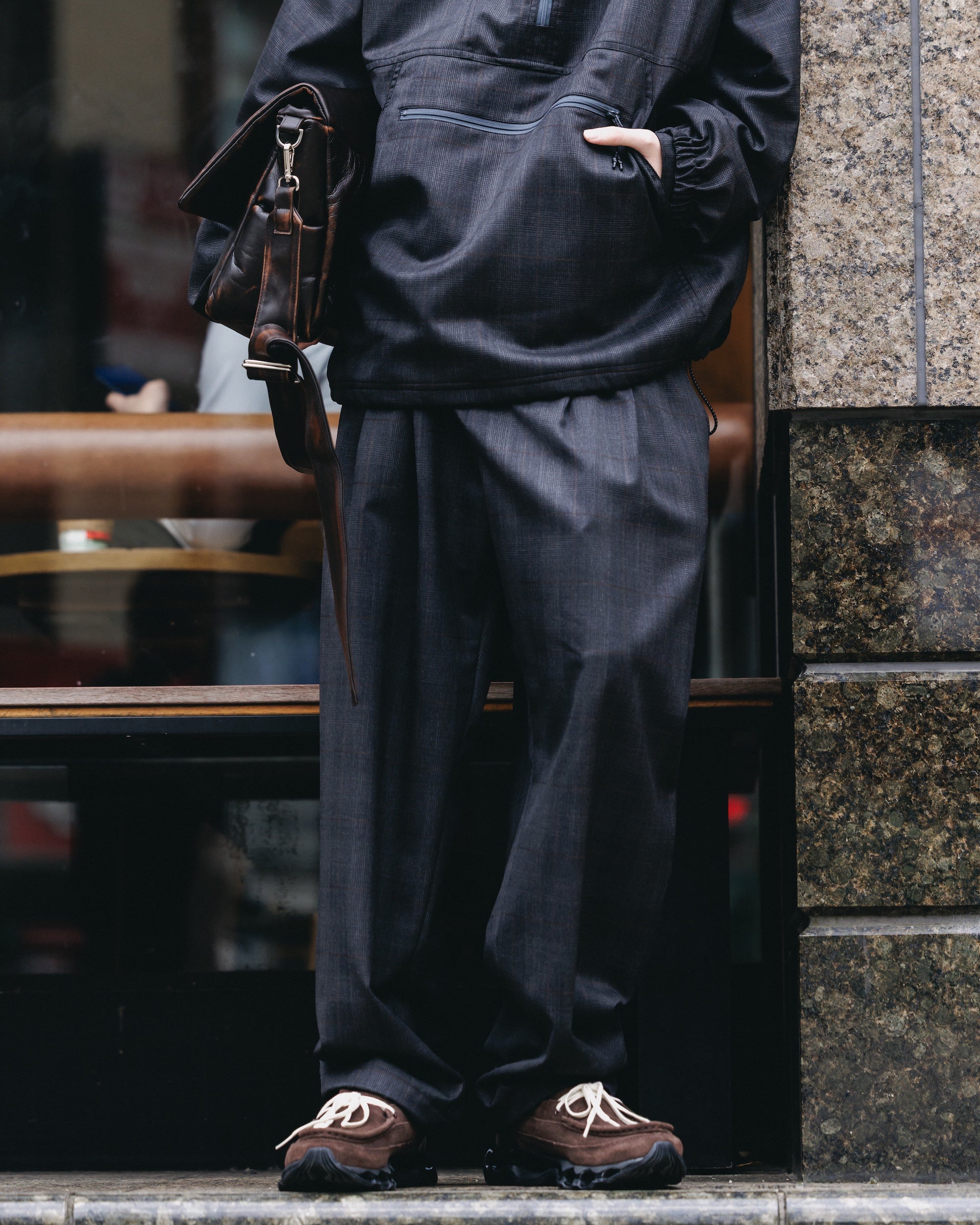 【1.28 WED 20:00- IN STOCK】WOOL GLEN PLAID CITY UNIFORM WIDE TAPERED PANTS