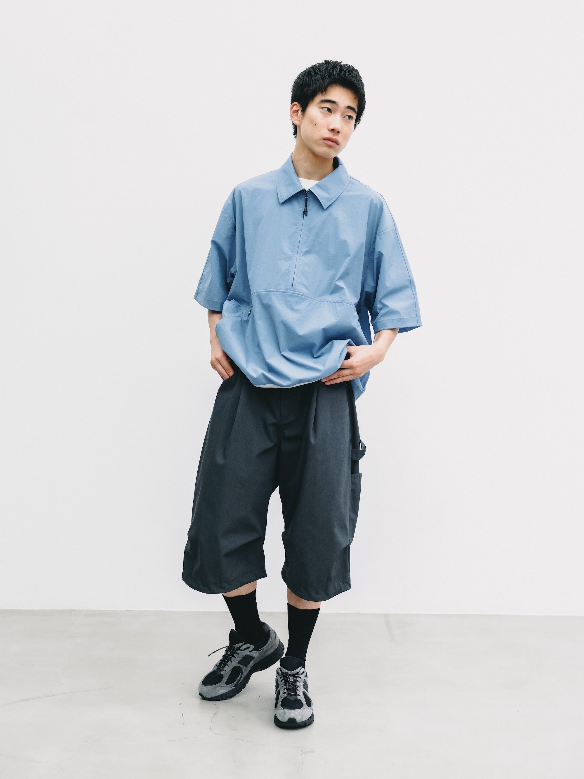【6.20 SAT 20:00- IN STOCK】HALF ZIP TRAIL S/S SHIRT (SAX BLUE)