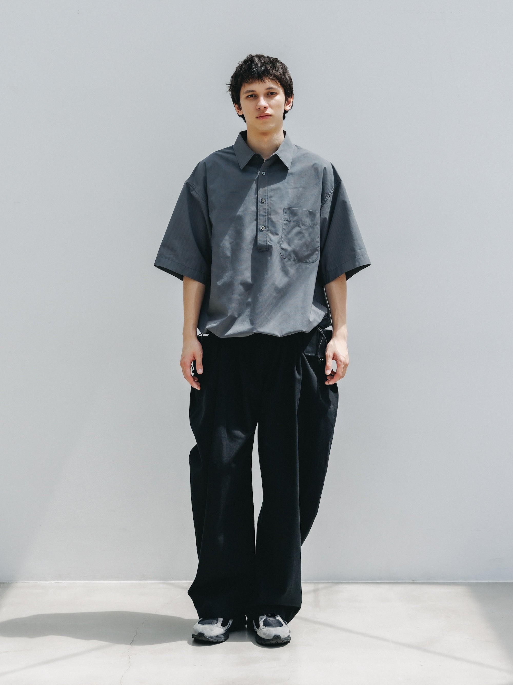 【4.25 SAT 20:00- IN STOCK】MINI PLAID S/S PULLOVER SHIRT (CHARCOAL)