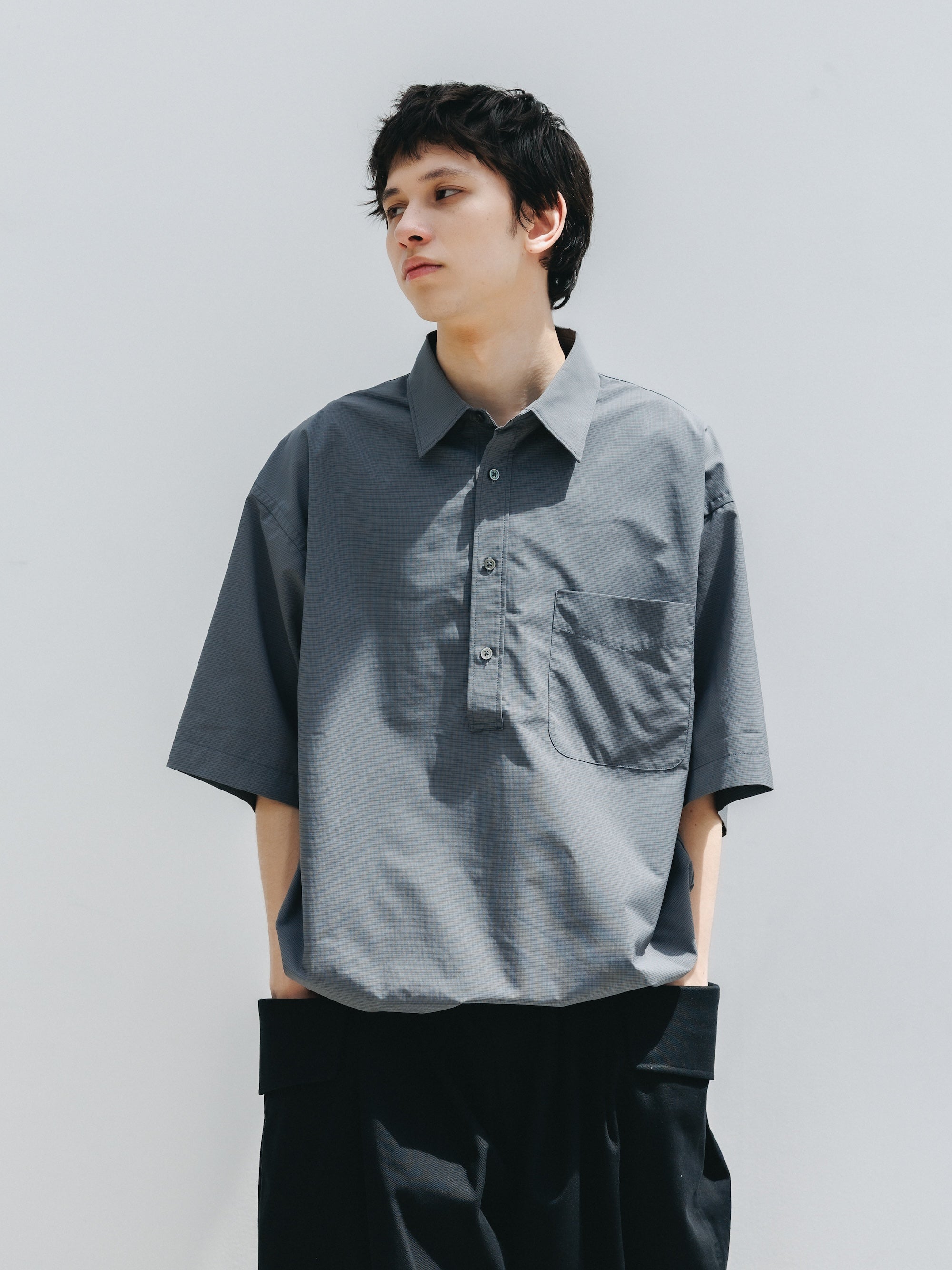 【4.25 SAT 20:00- IN STOCK】MINI PLAID S/S PULLOVER SHIRT (CHARCOAL)