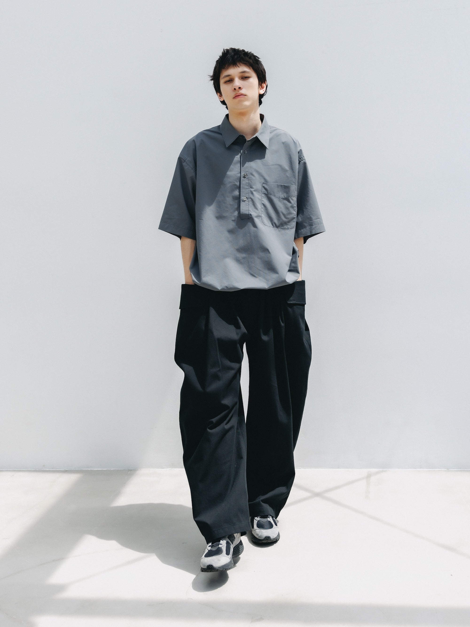 【4.25 SAT 20:00- IN STOCK】MINI PLAID S/S PULLOVER SHIRT (CHARCOAL)