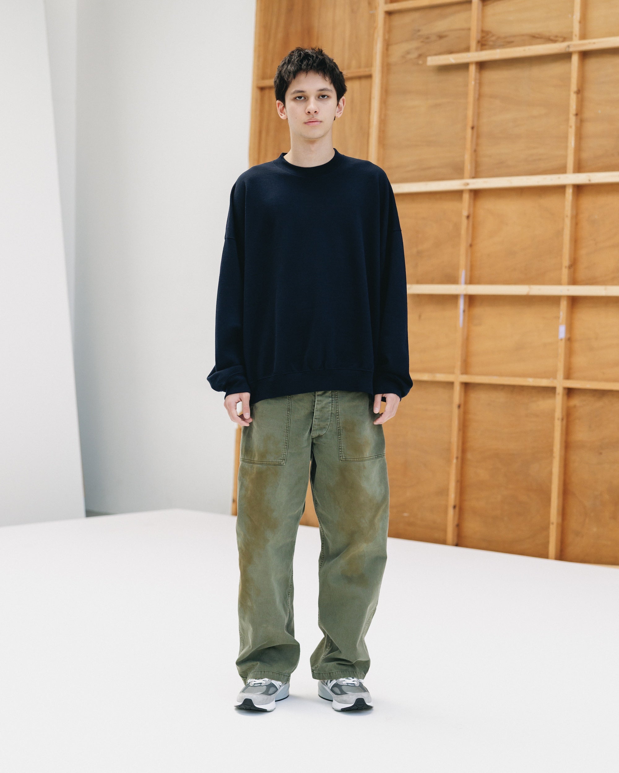 VINTAGE EFFECT BAKER PANTS (OLIVE)