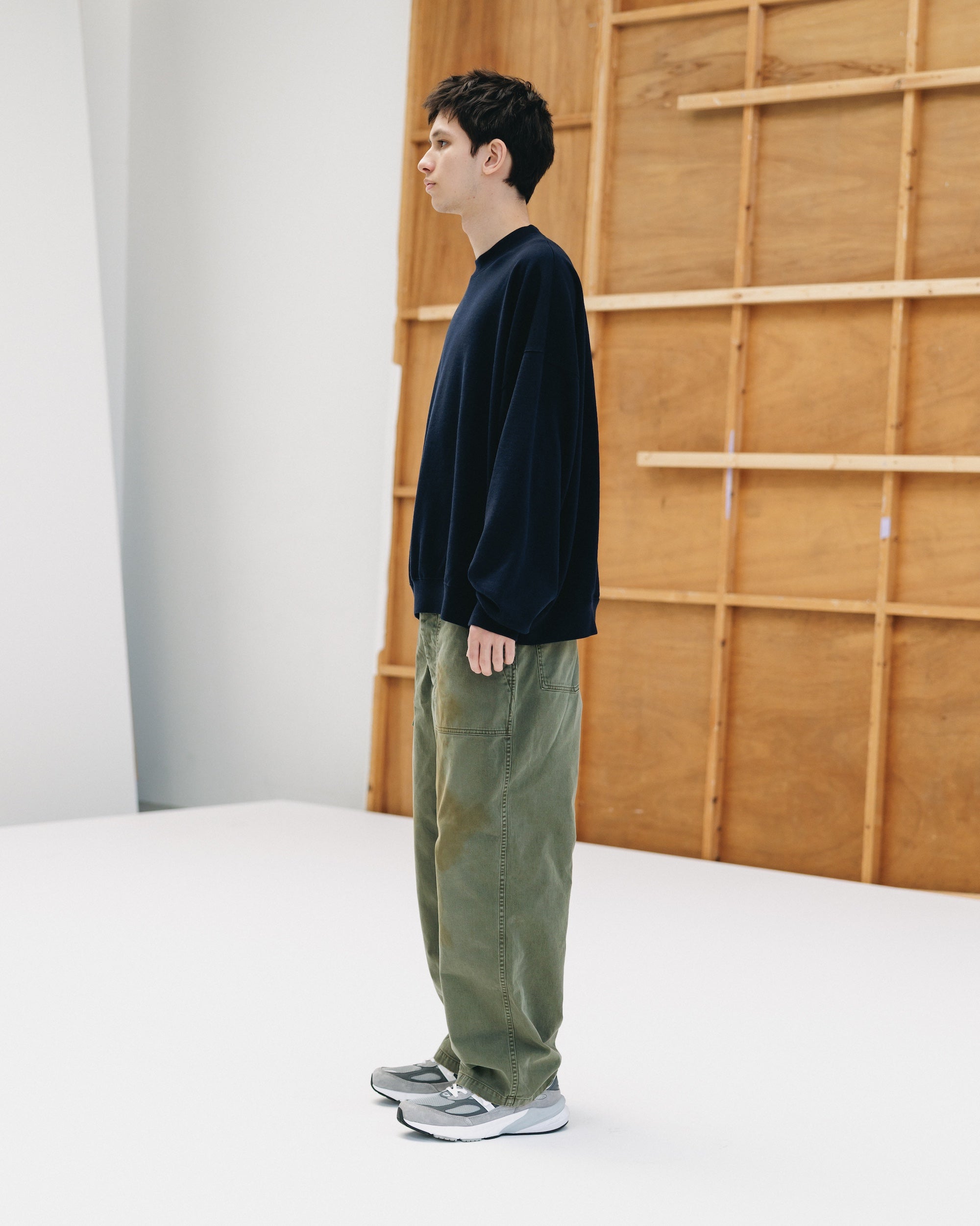 VINTAGE EFFECT BAKER PANTS (OLIVE)