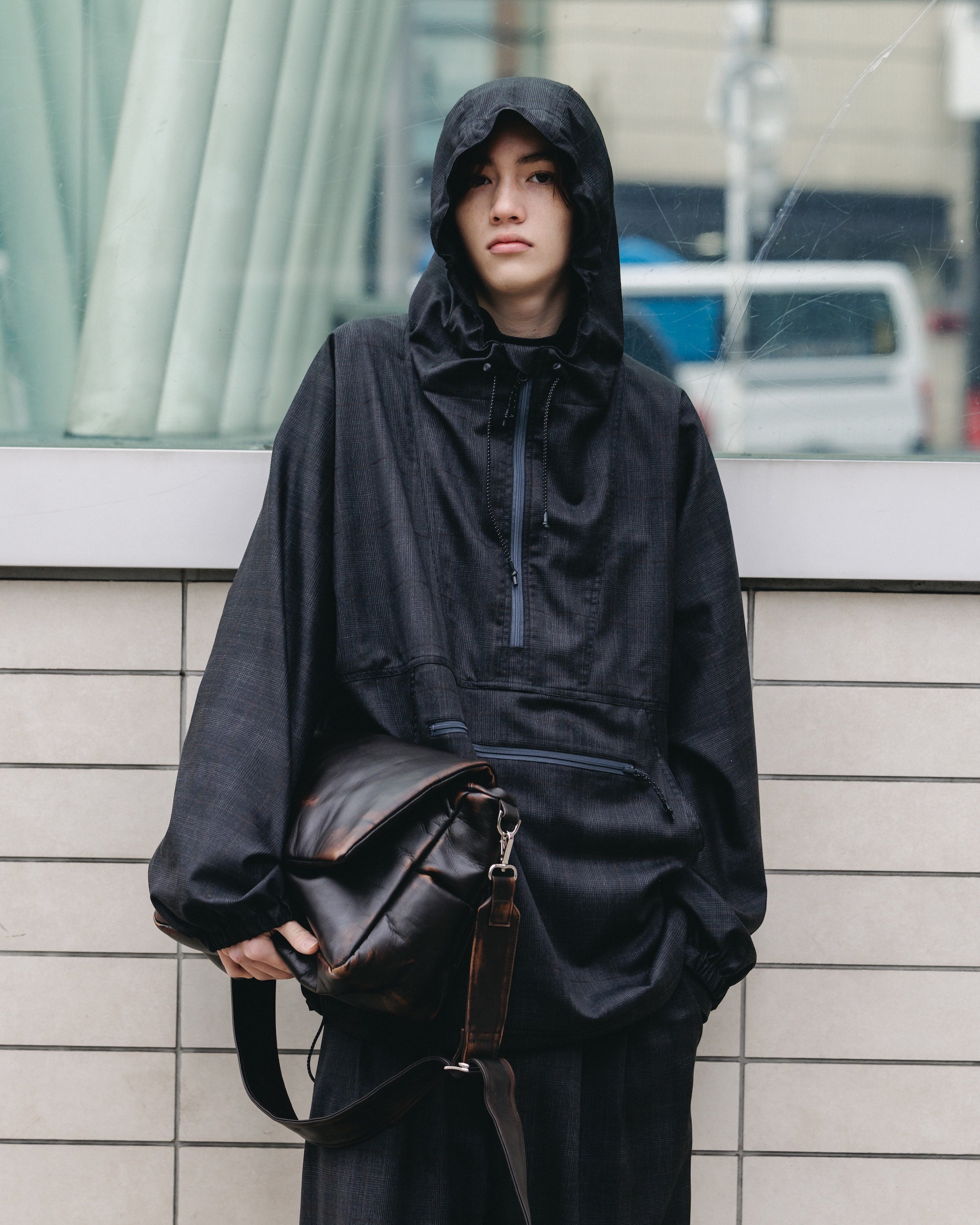 PACKABLE CITY ANORAK PARKA (GRAY(GLEN CHECK))