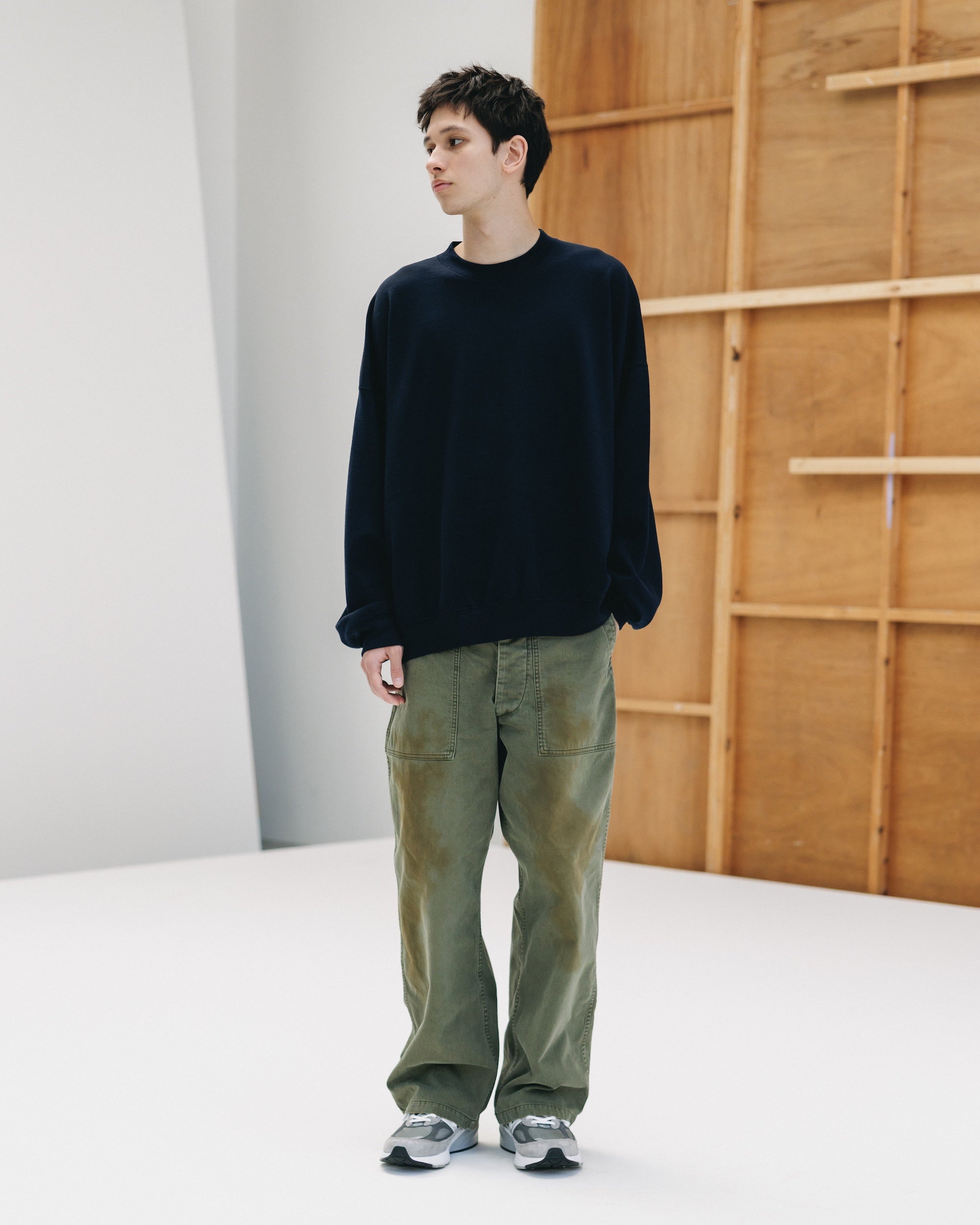 VINTAGE EFFECT BAKER PANTS (OLIVE)