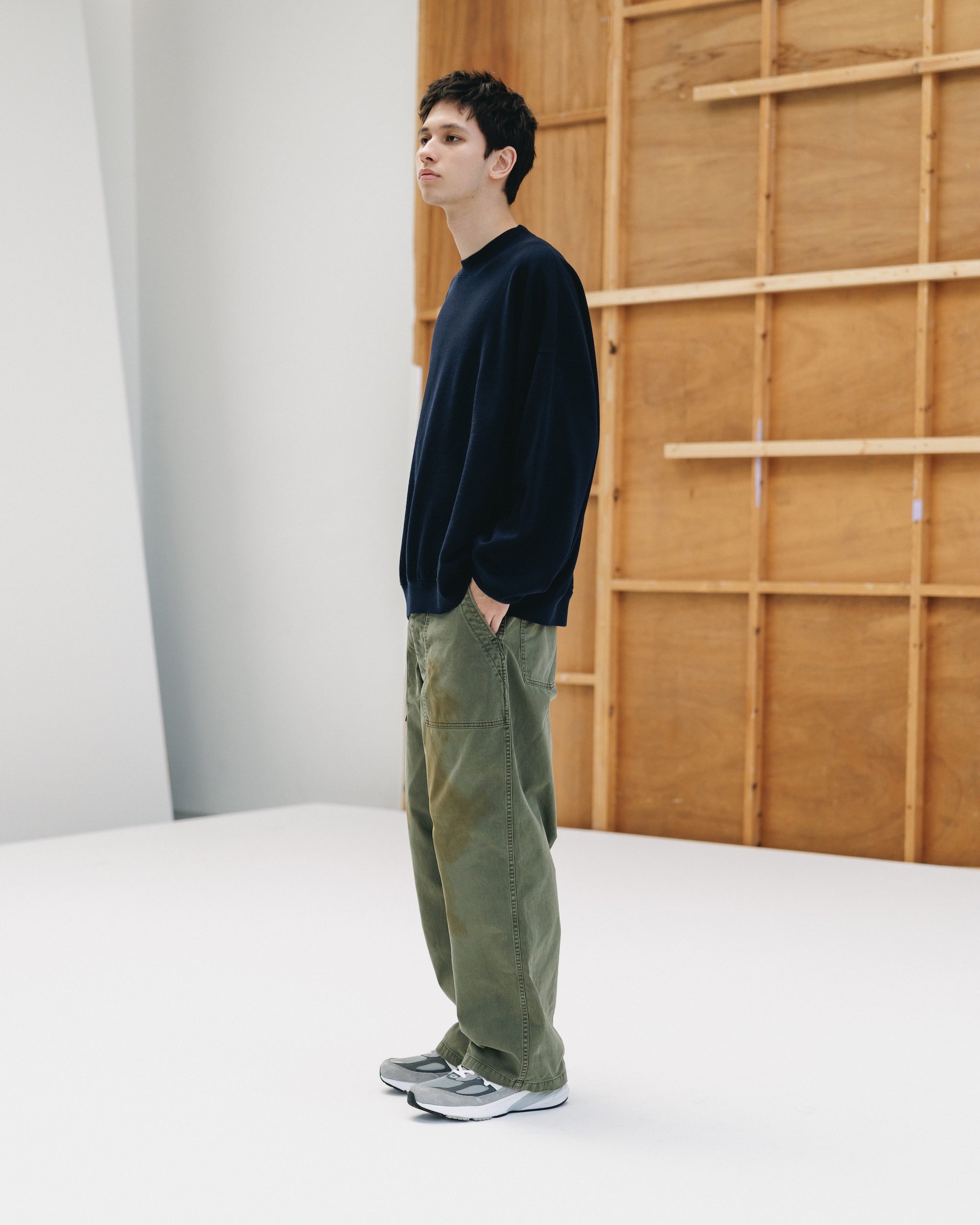 VINTAGE EFFECT BAKER PANTS (OLIVE)
