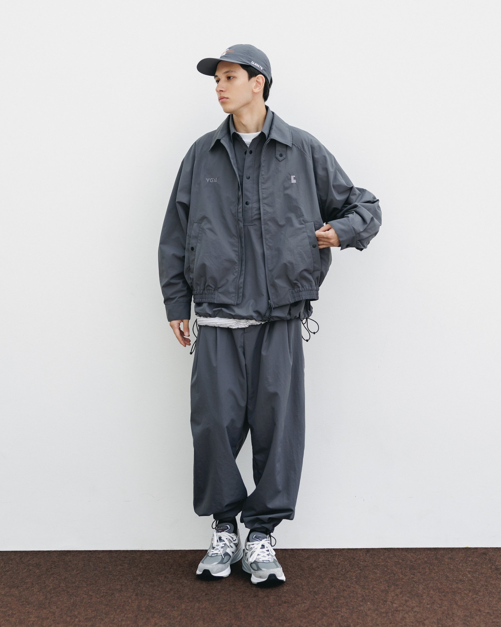 【10.15 WED 20:00- IN STOCK】WATER REPELLENT NYLON CITY UNIFORM WIDE TAPERED PANTS FOR YGM (GRAY×GRAY)