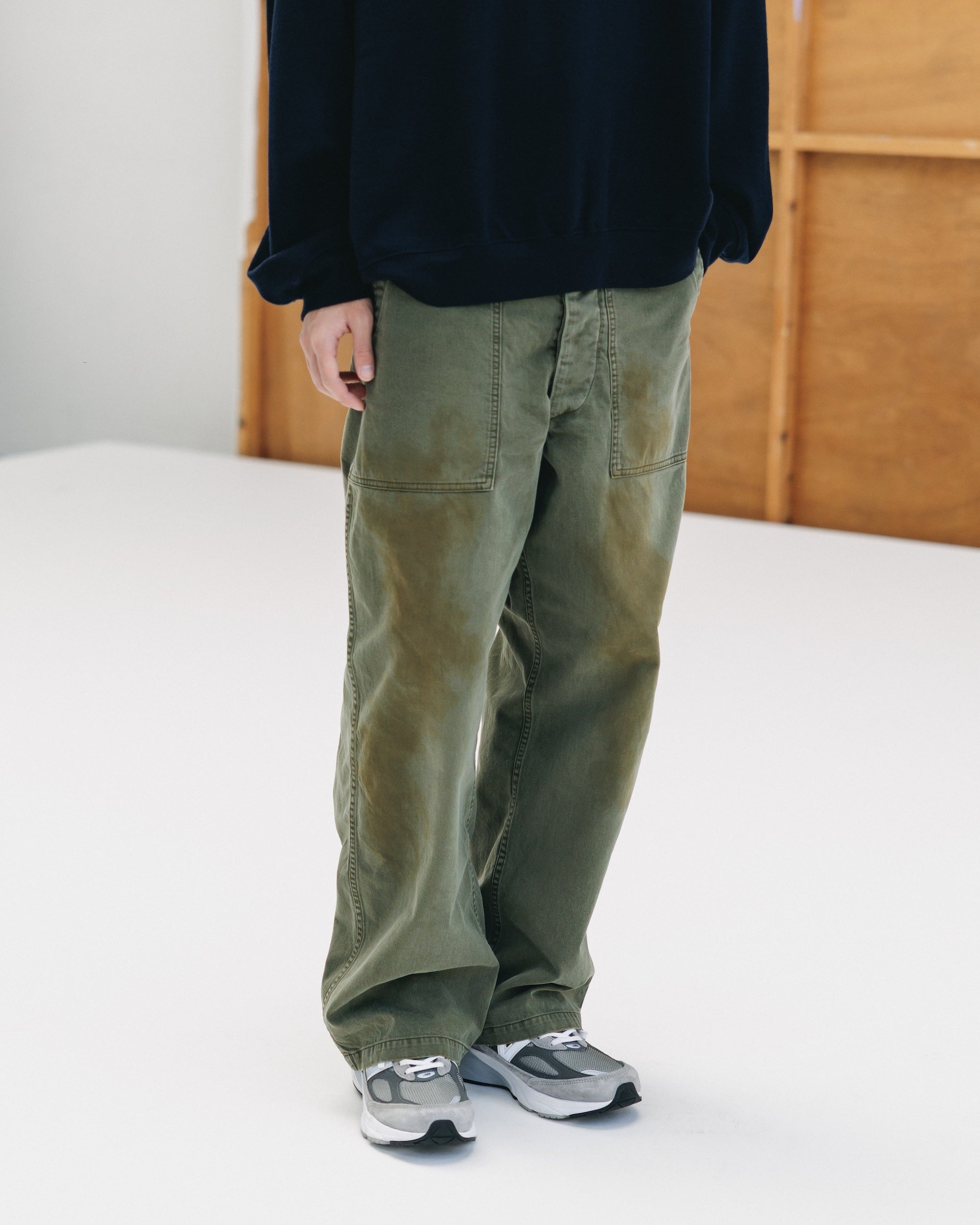 VINTAGE EFFECT BAKER PANTS (OLIVE)