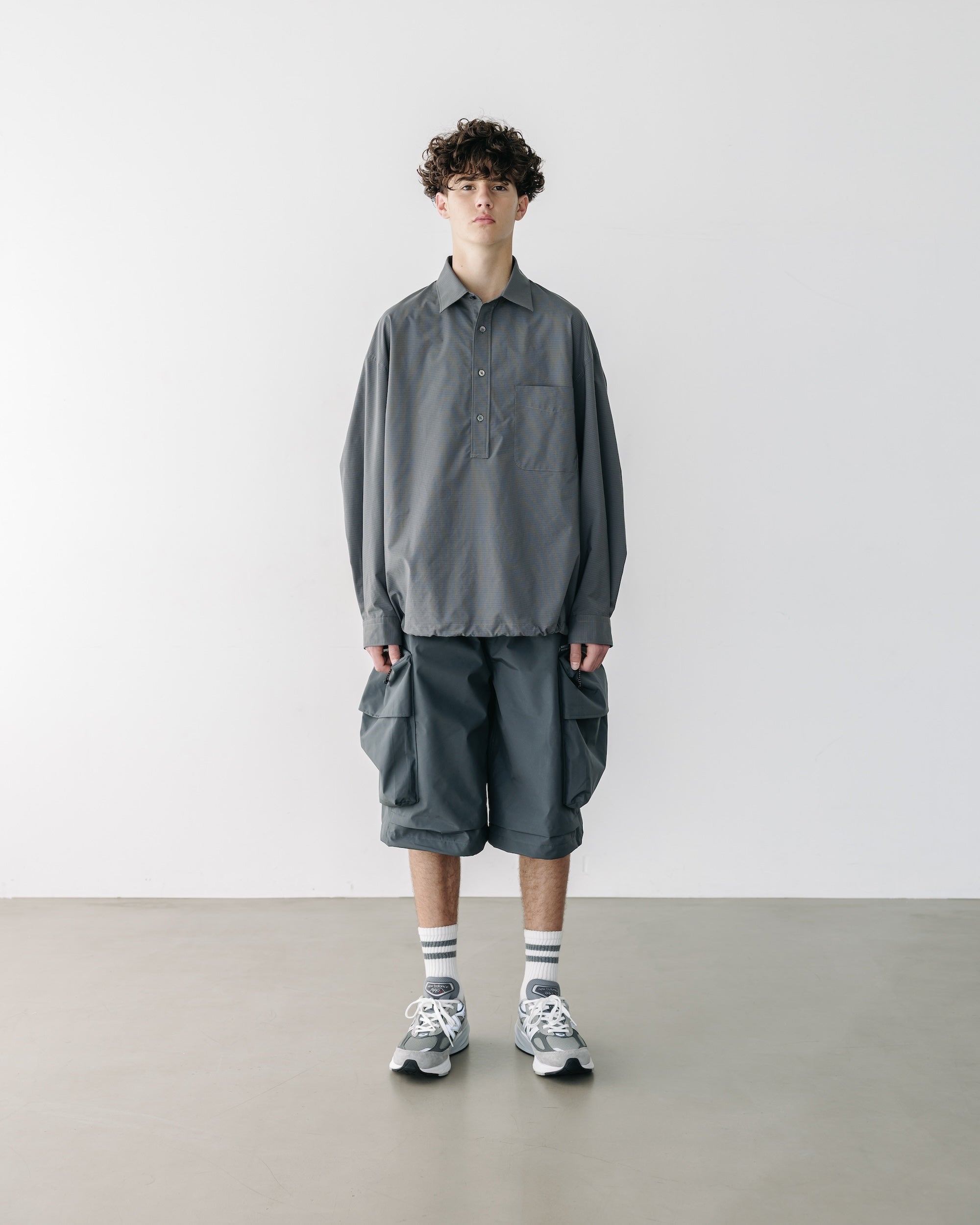 【5.6 TUE 20:00- IN STOCK】MINI PLAID L/S PULLOVER SHIRT (CHARCOAL)