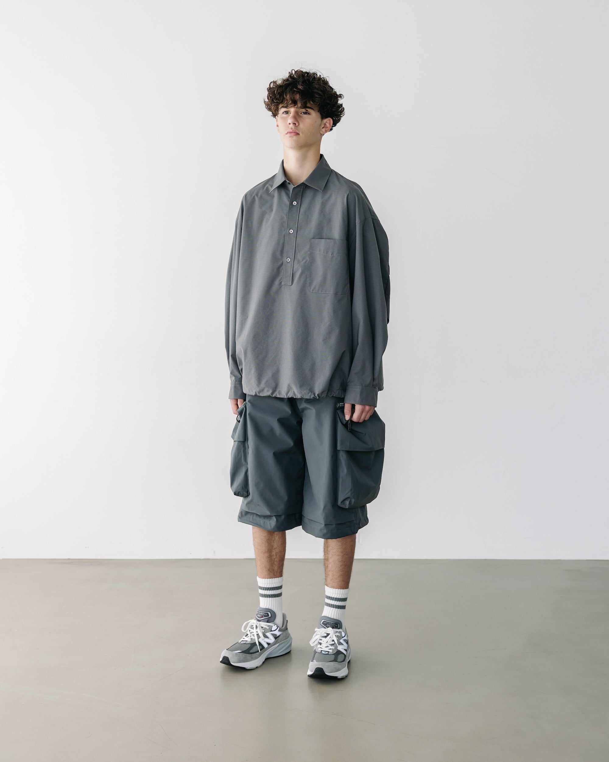 【5.6 TUE 20:00- IN STOCK】MINI PLAID L/S PULLOVER SHIRT (CHARCOAL)