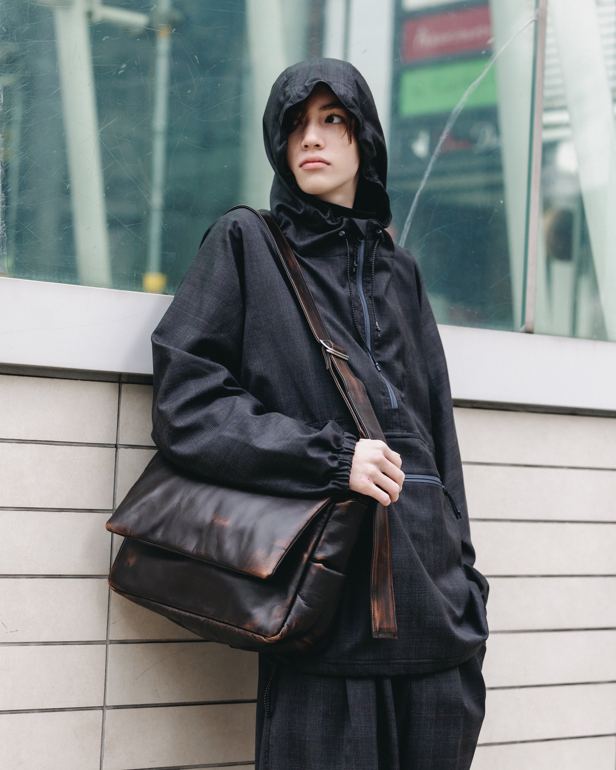 PACKABLE CITY ANORAK PARKA (GRAY(GLEN CHECK))