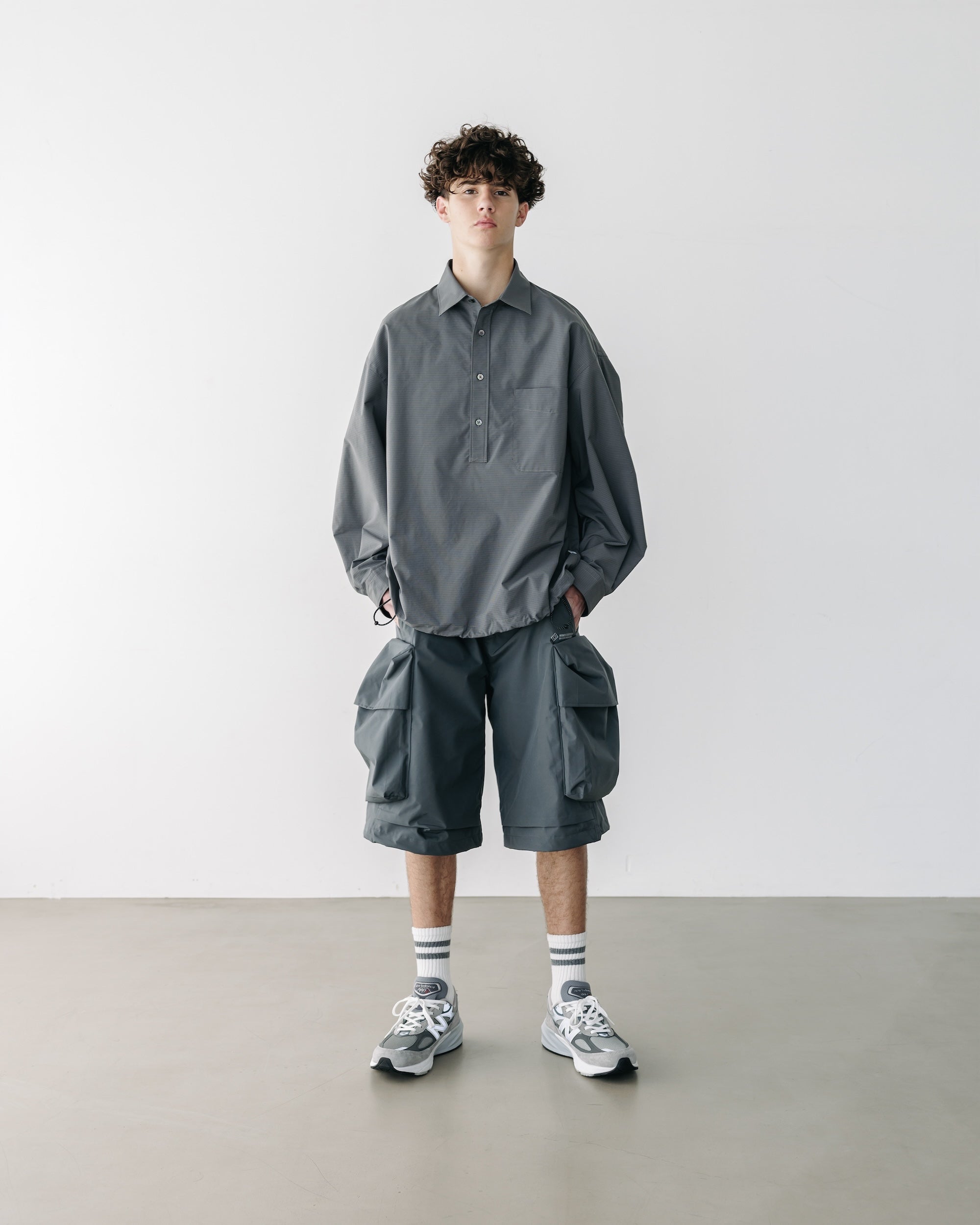 【5.6 TUE 20:00- IN STOCK】MINI PLAID L/S PULLOVER SHIRT (CHARCOAL)