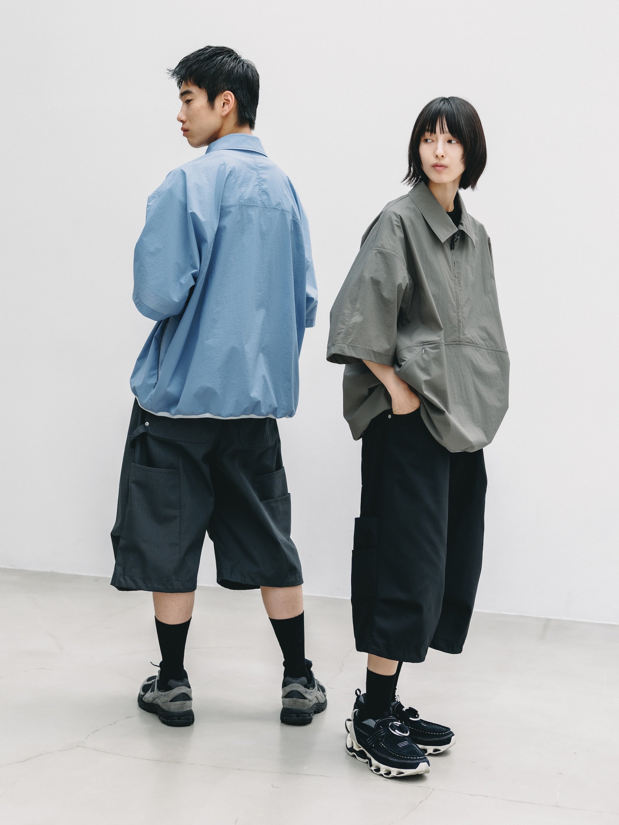 【6.20 SAT 20:00- IN STOCK】HALF ZIP TRAIL S/S SHIRT (SAX BLUE)