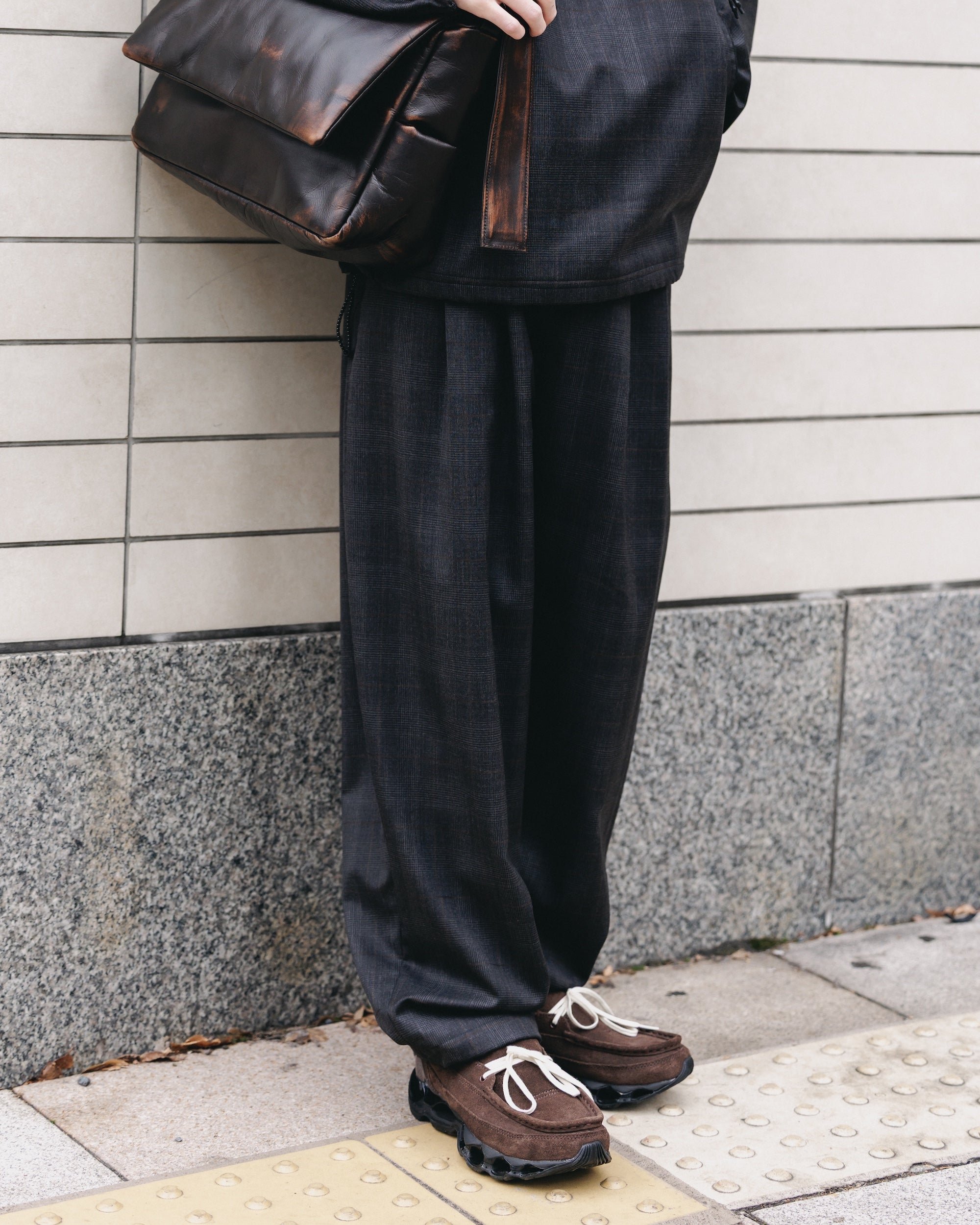 【1.28 WED 20:00- IN STOCK】WOOL GLEN PLAID CITY UNIFORM WIDE TAPERED PANTS