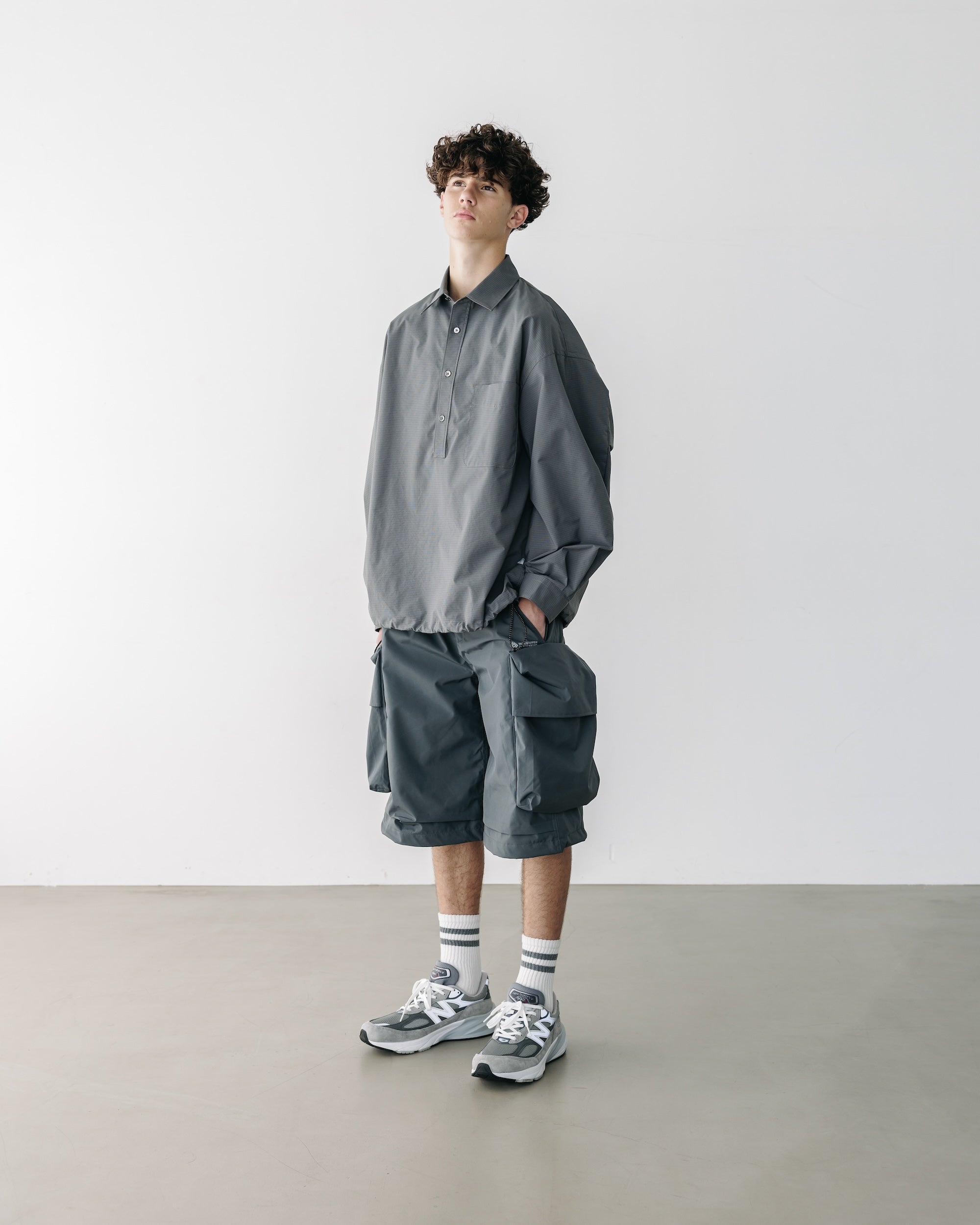 【5.6 TUE 20:00- IN STOCK】MINI PLAID L/S PULLOVER SHIRT (CHARCOAL)