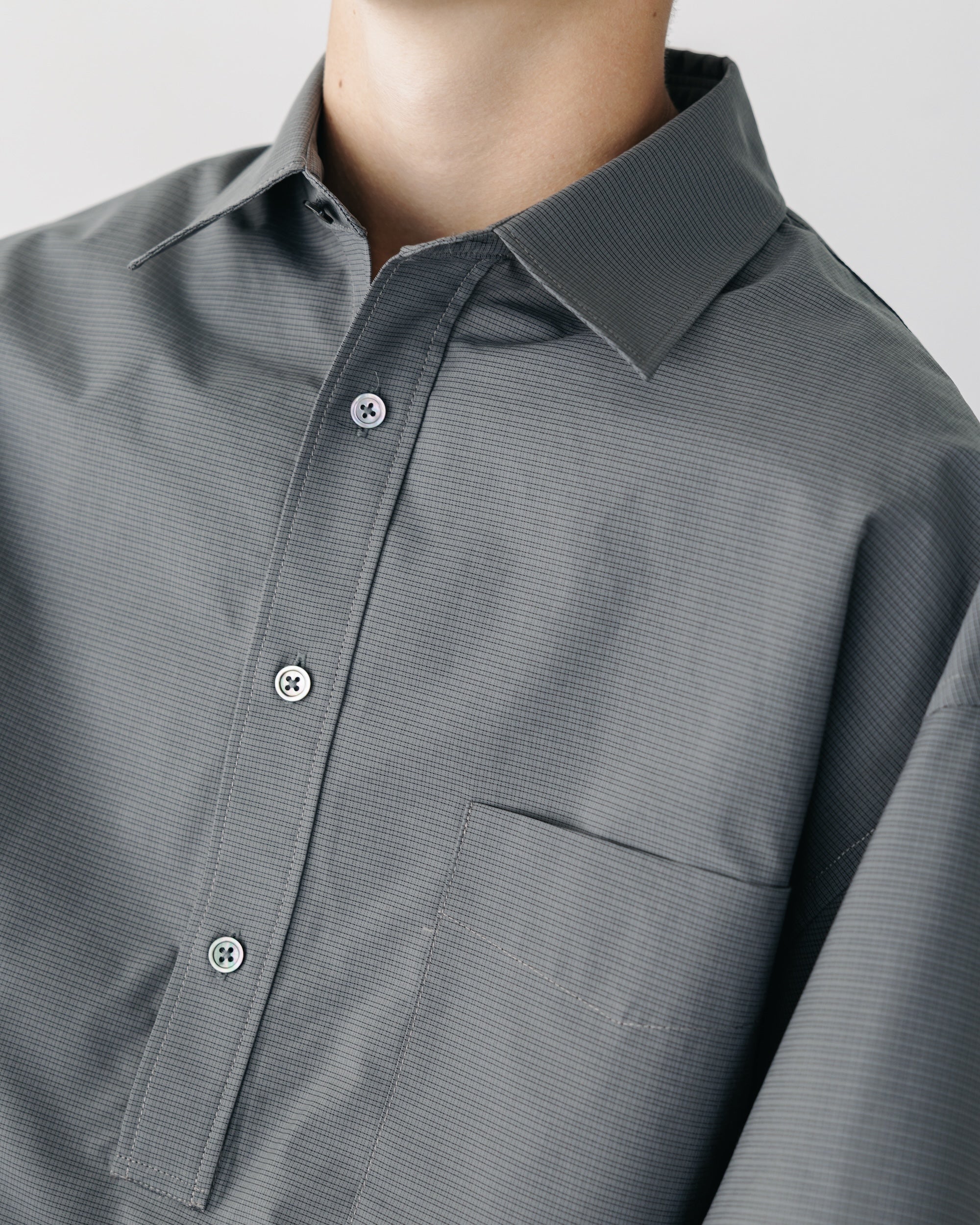 【5.6 TUE 20:00- IN STOCK】MINI PLAID L/S PULLOVER SHIRT (CHARCOAL)