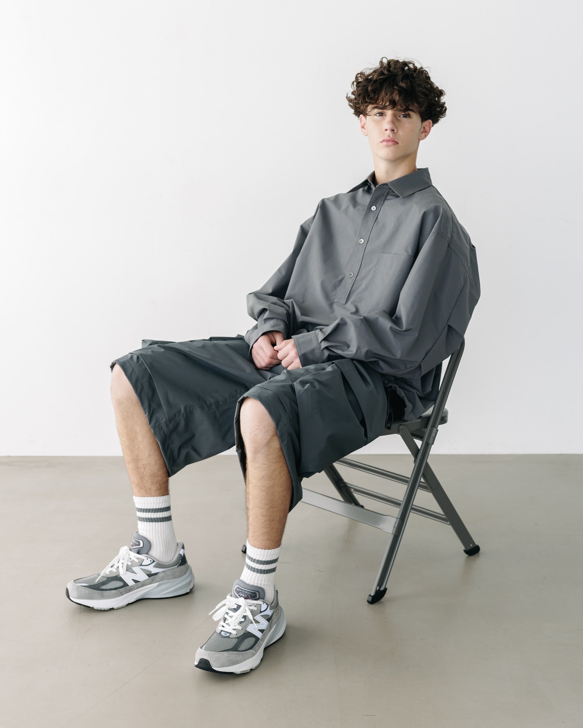 【5.6 TUE 20:00- IN STOCK】MINI PLAID L/S PULLOVER SHIRT (CHARCOAL)