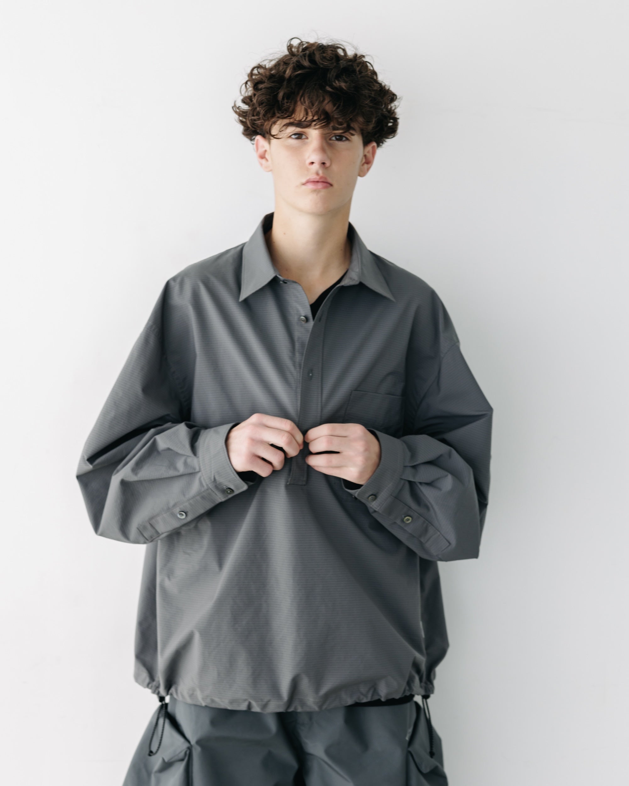 【5.6 TUE 20:00- IN STOCK】MINI PLAID L/S PULLOVER SHIRT (CHARCOAL)