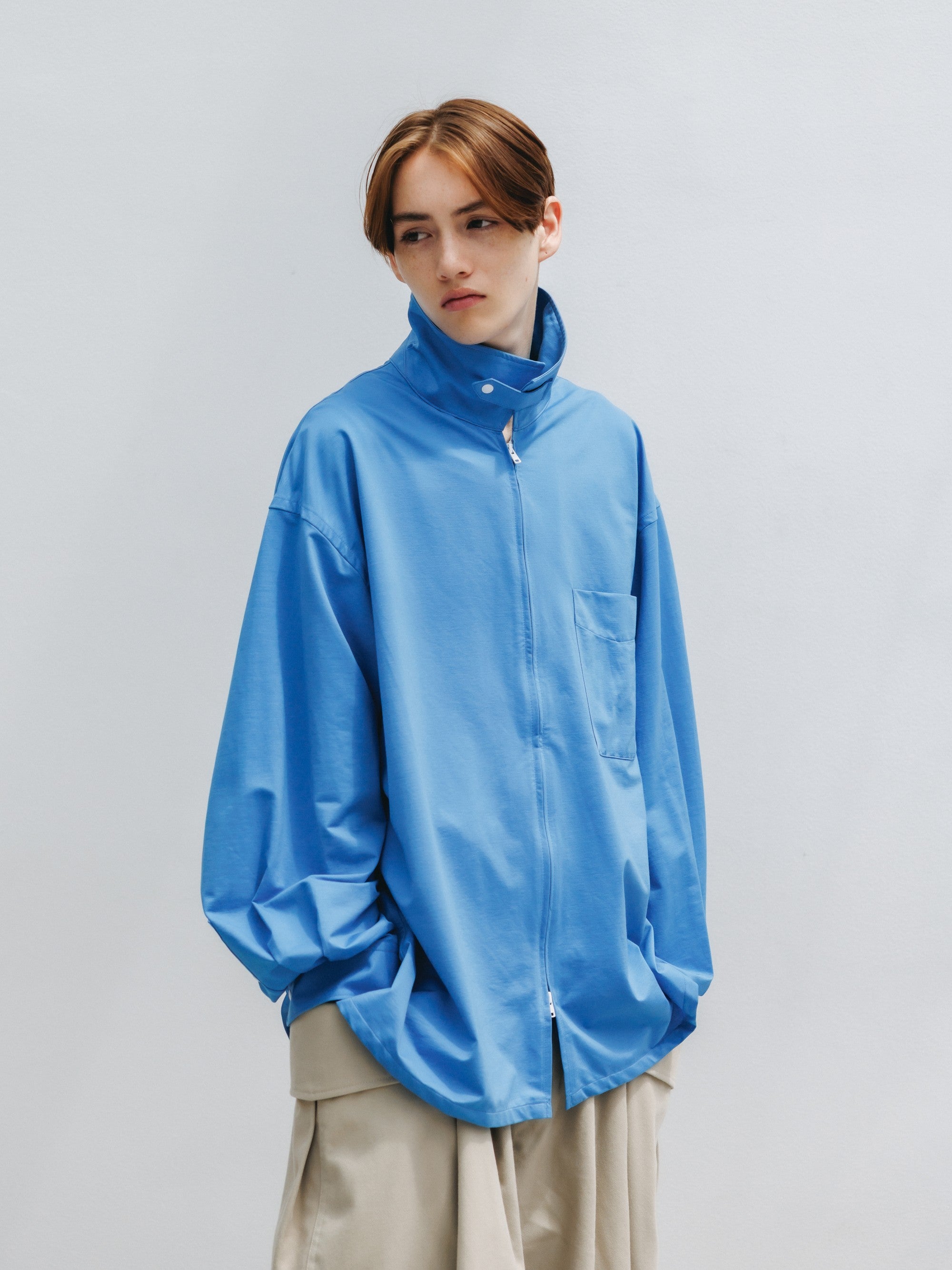 【5.30 SAT 20:00- IN STOCK】46G KNIT EVERYDAY ZIP UP L/S SHIRT (SAX BLUE)