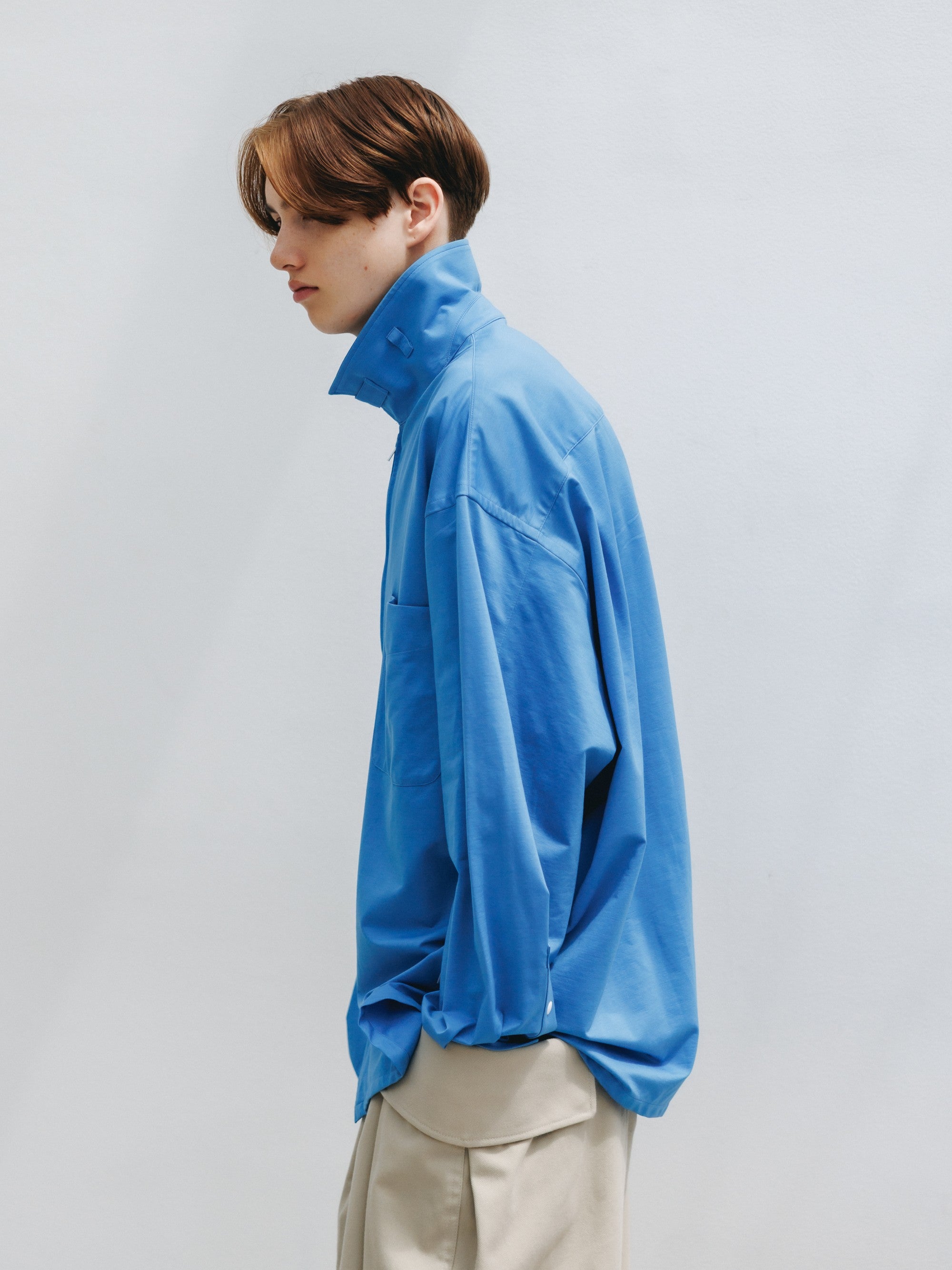 【5.30 SAT 20:00- IN STOCK】46G KNIT EVERYDAY ZIP UP L/S SHIRT (SAX BLUE)