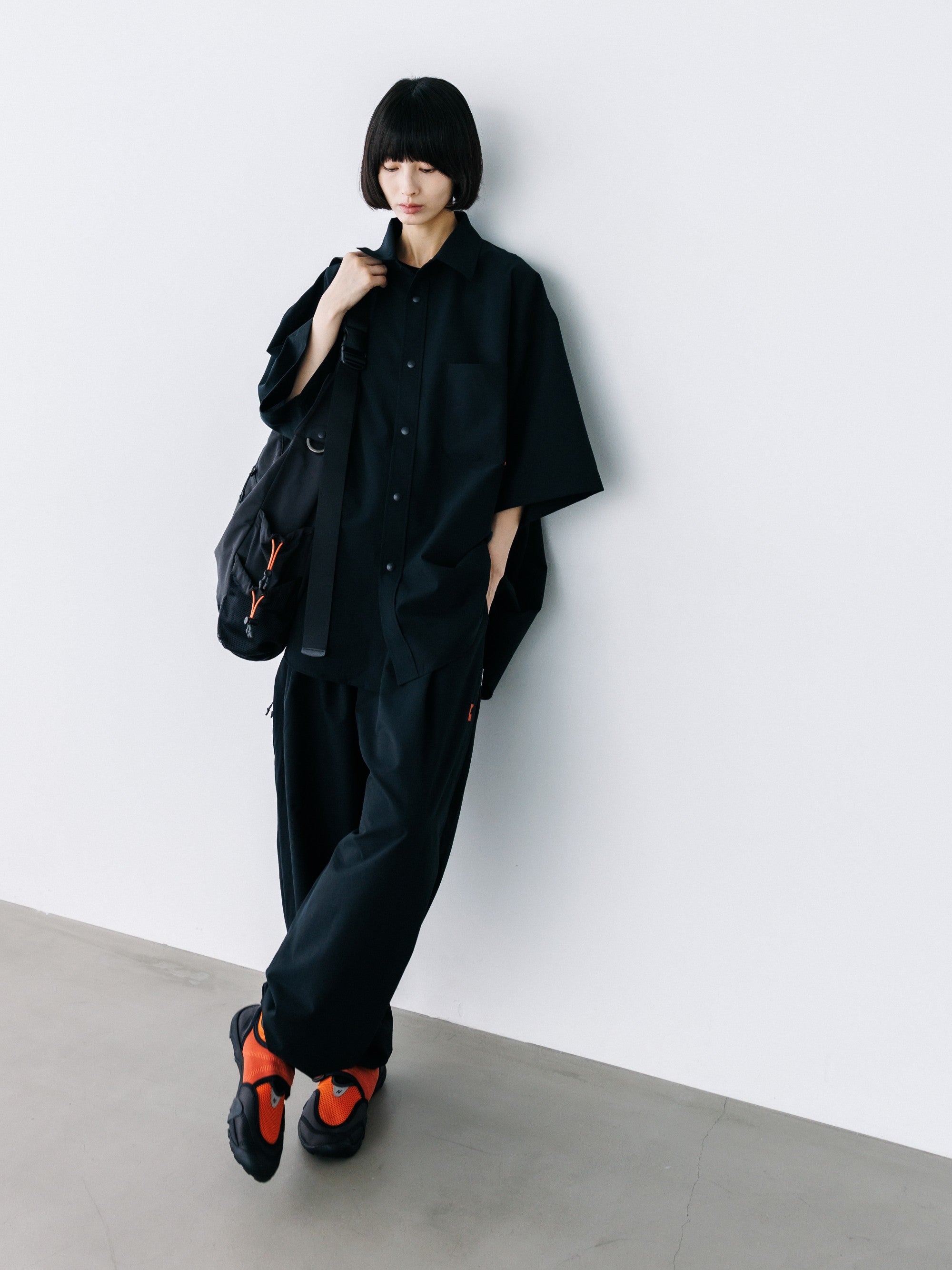 【8.22 SAT 20:00- IN STOCK】“C”COOLDOTS® MINI RIPSTOP CITY UNIFORM WIDE TAPERED PANTS (BLACK×ORANGE)