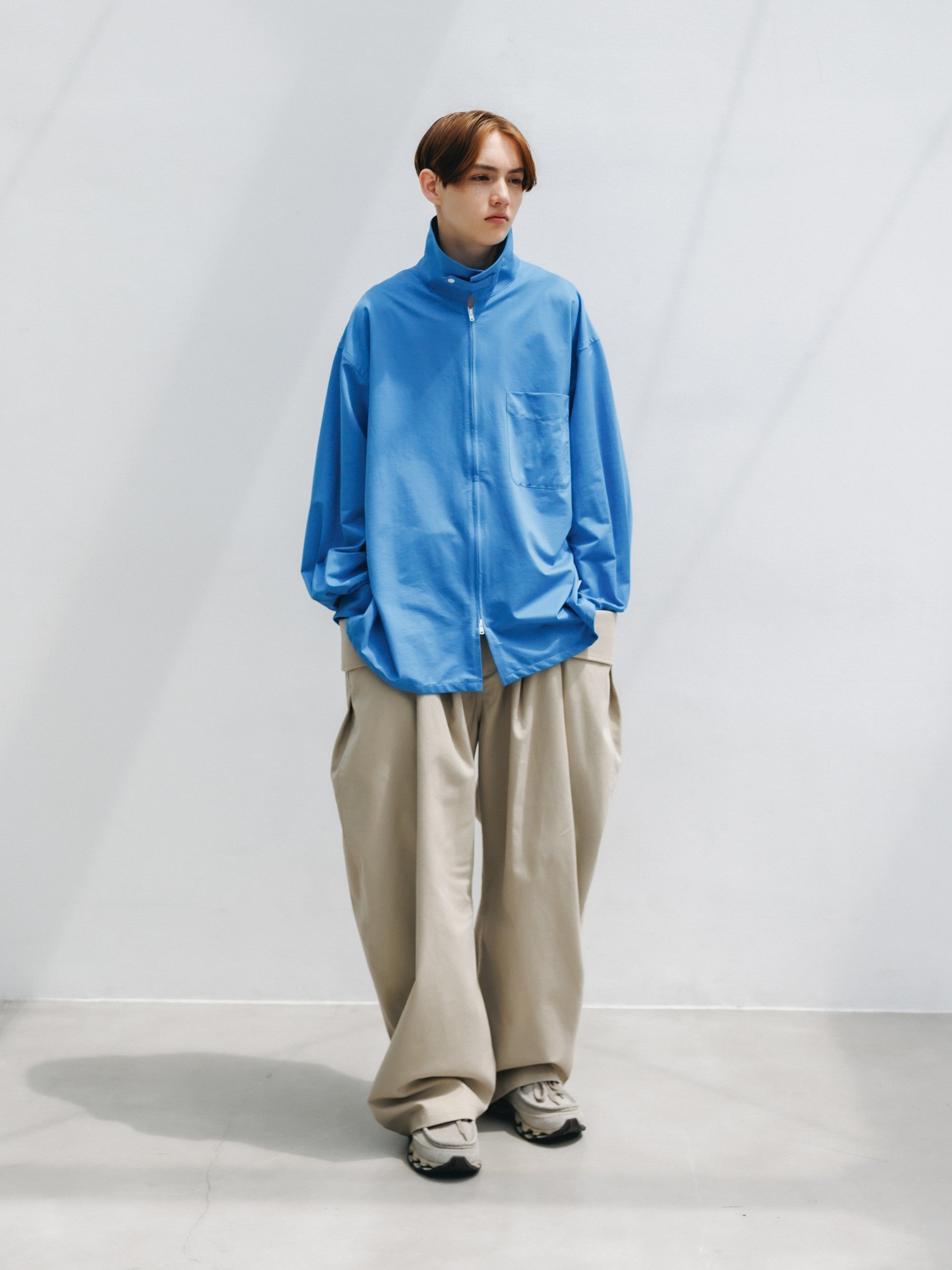 【5.30 SAT 20:00- IN STOCK】46G KNIT EVERYDAY ZIP UP L/S SHIRT (SAX BLUE)