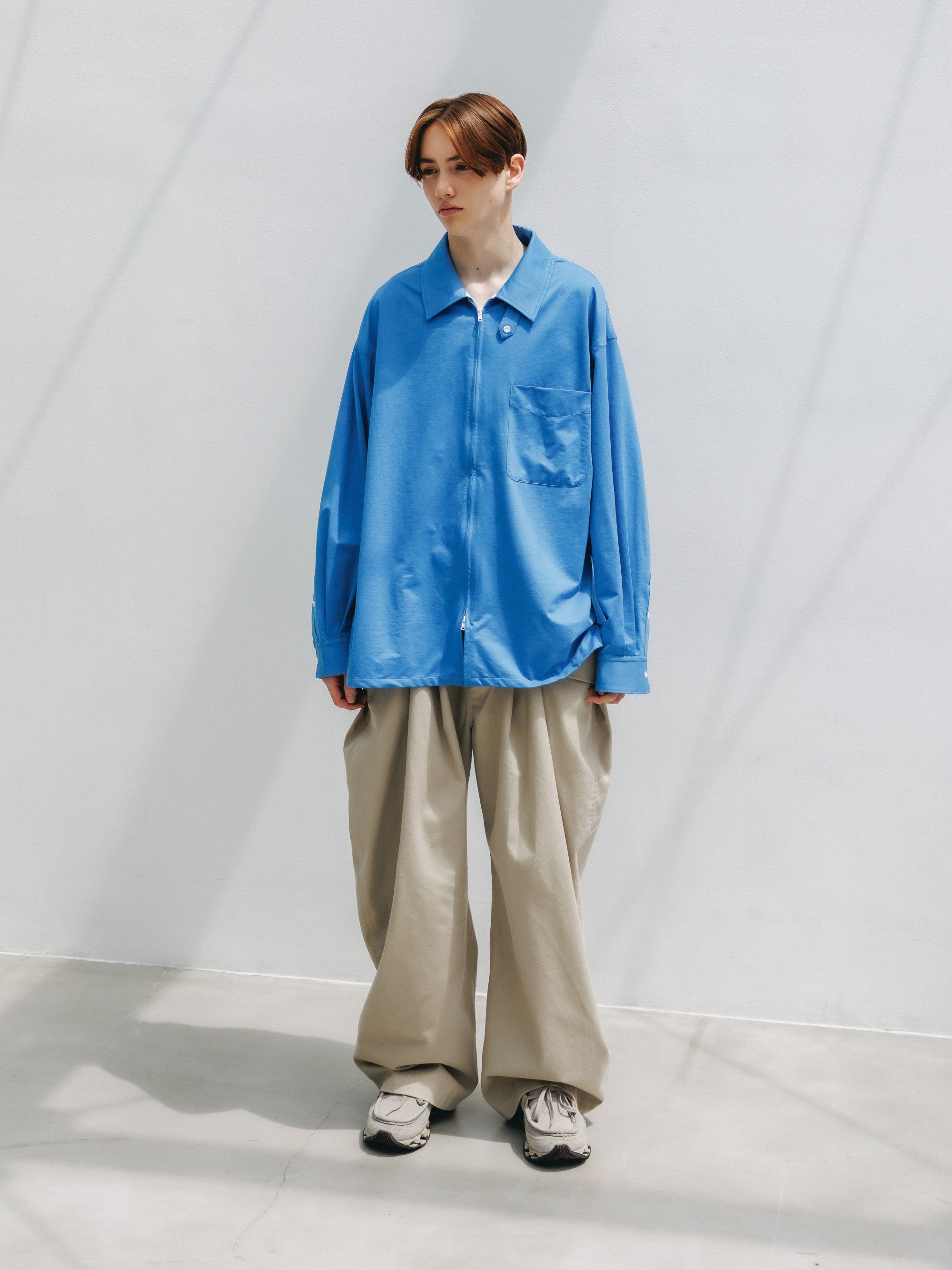 【5.30 SAT 20:00- IN STOCK】46G KNIT EVERYDAY ZIP UP L/S SHIRT (SAX BLUE)