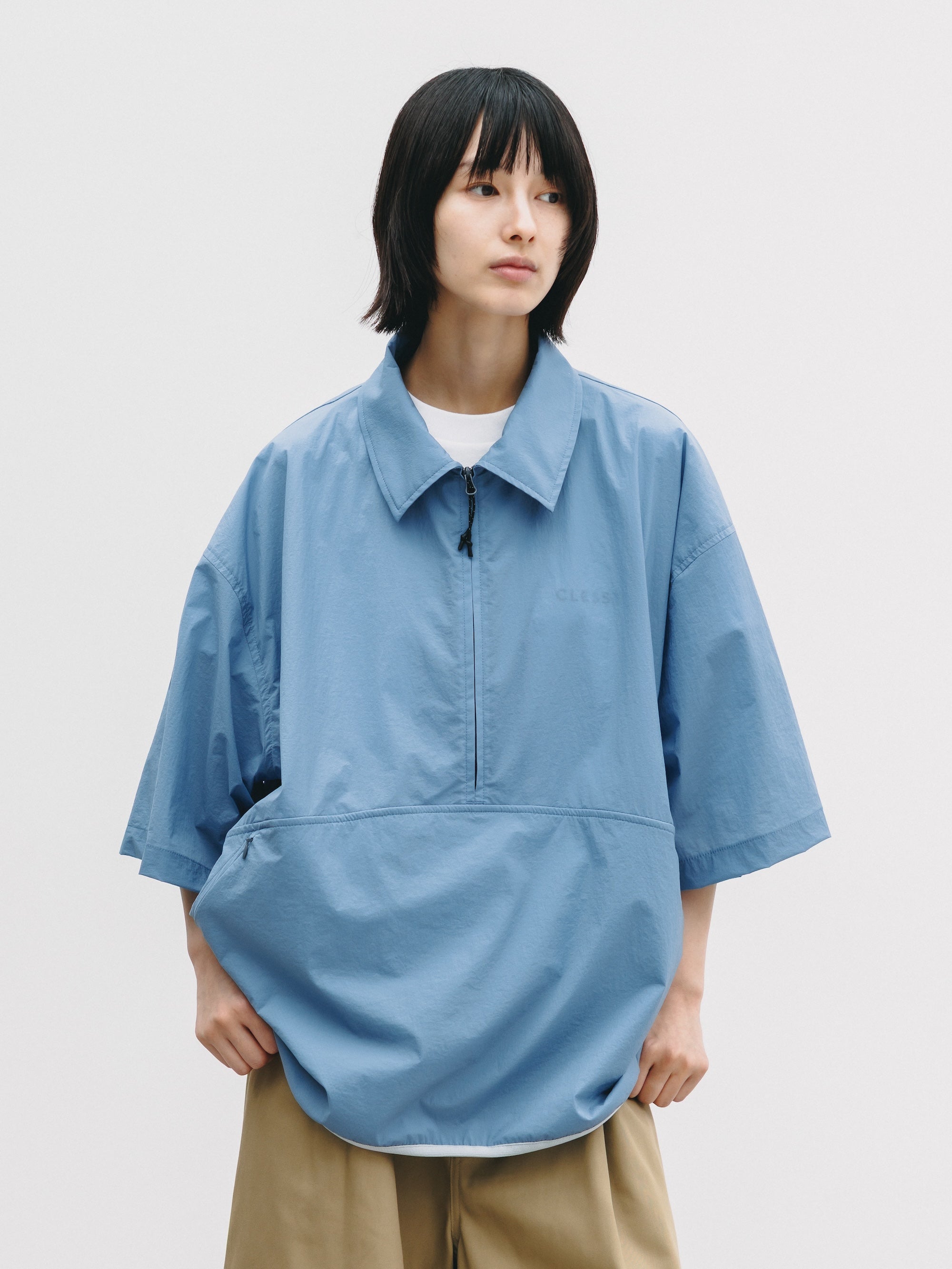 【6.20 SAT 20:00- IN STOCK】HALF ZIP TRAIL S/S SHIRT (SAX BLUE)
