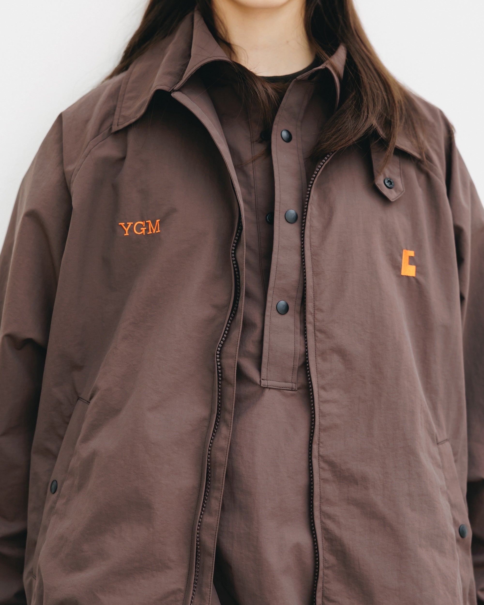 【10.15 WED 20:00- IN STOCK】WATER REPELLENT NYLON CITY UNIFORM UTILITY JACKET FOR YGM (BROWN×ORANGE)