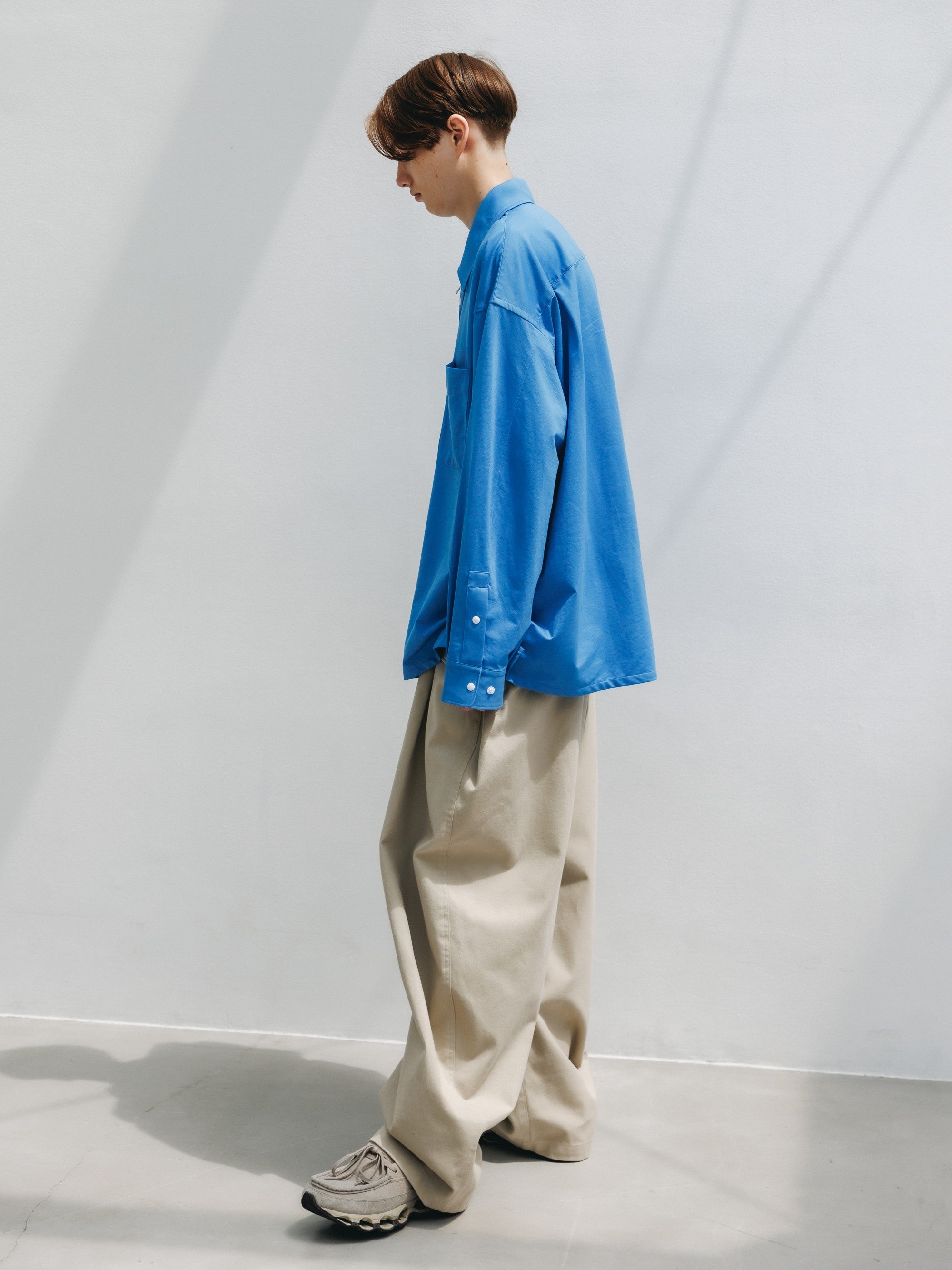 【5.30 SAT 20:00- IN STOCK】46G KNIT EVERYDAY ZIP UP L/S SHIRT (SAX BLUE)