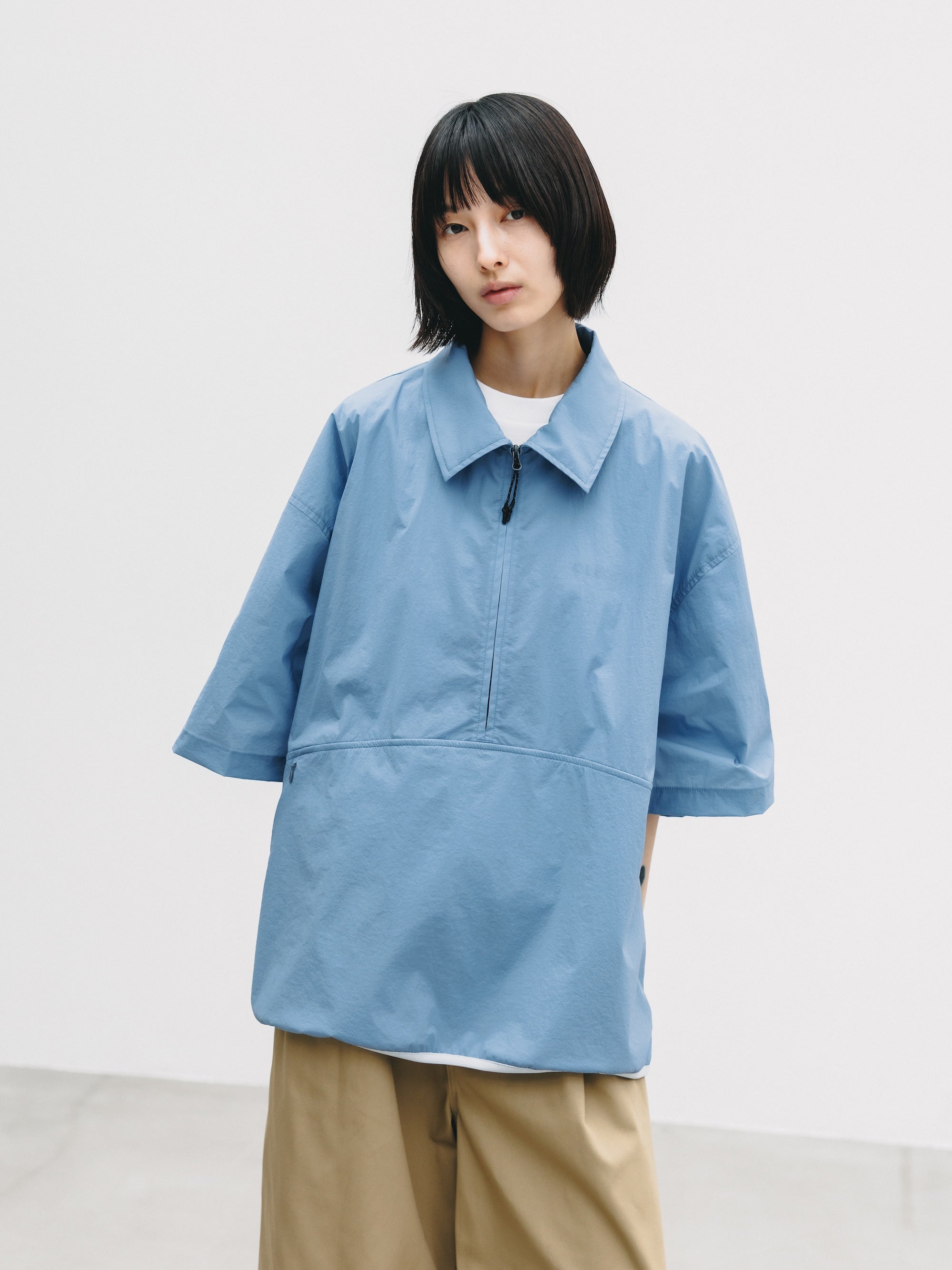【6.20 SAT 20:00- IN STOCK】HALF ZIP TRAIL S/S SHIRT (SAX BLUE)