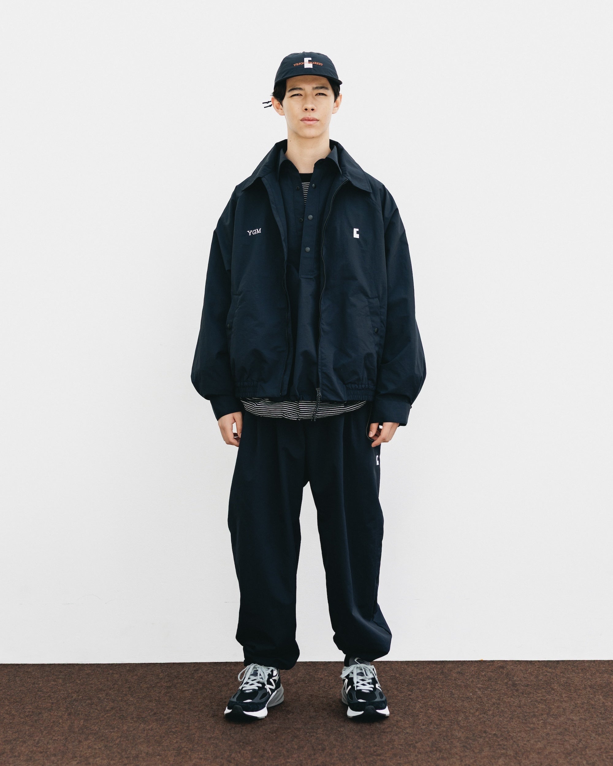 【10.15 WED 20:00- IN STOCK】WATER REPELLENT NYLON CITY UNIFORM WIDE TAPERED PANTS FOR YGM (BLACK×WHITE)