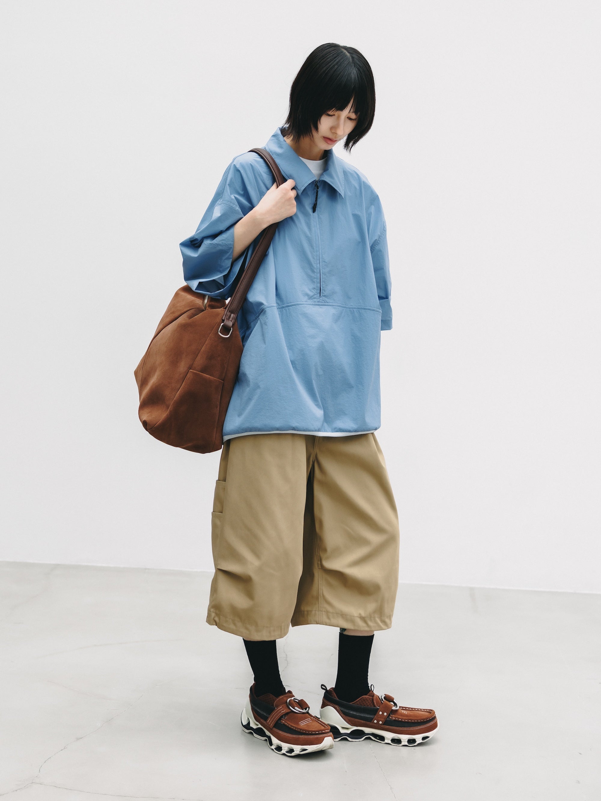 【6.20 SAT 20:00- IN STOCK】HALF ZIP TRAIL S/S SHIRT (SAX BLUE)