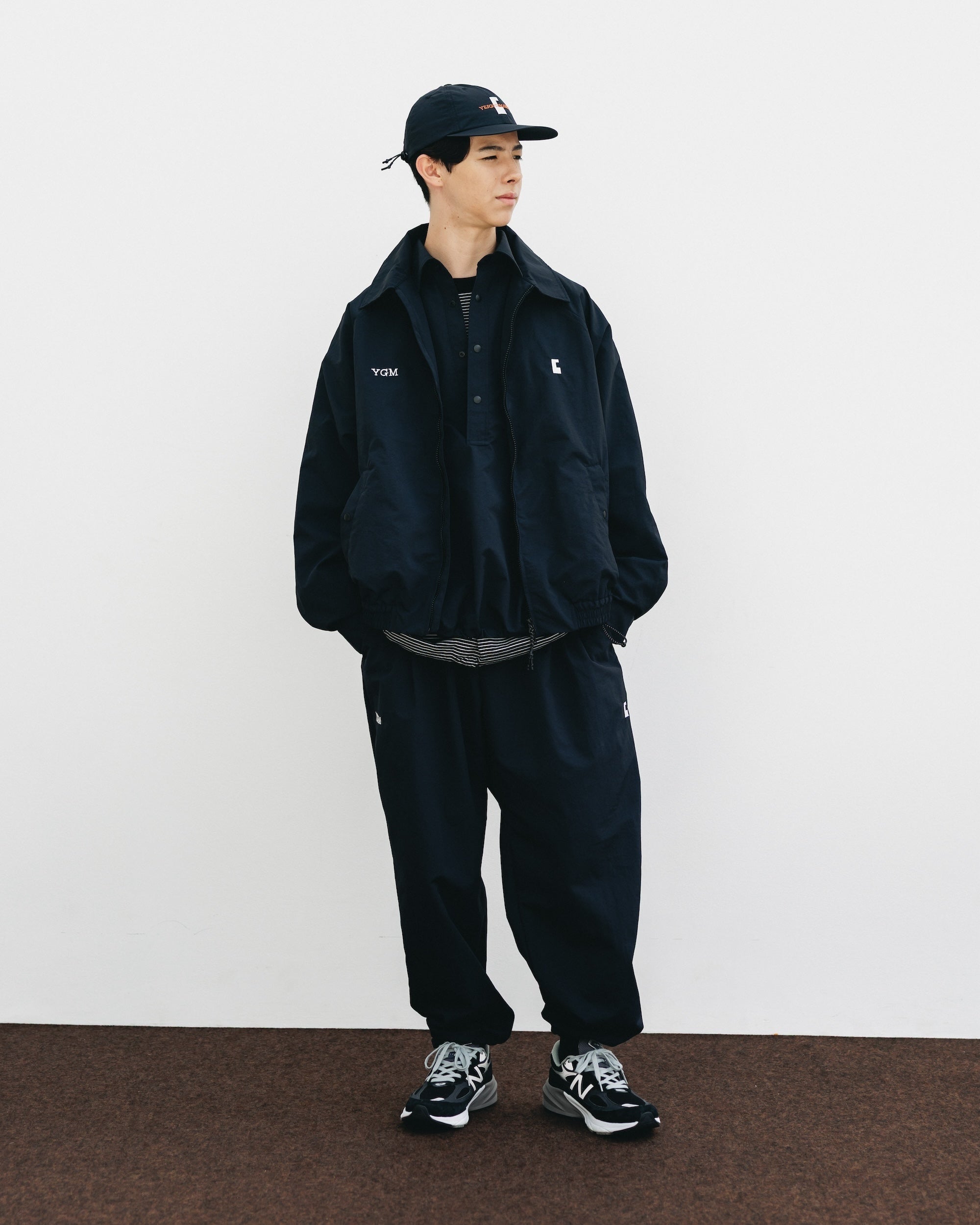 【10.15 WED 20:00- IN STOCK】WATER REPELLENT NYLON CITY UNIFORM WIDE TAPERED PANTS FOR YGM (BLACK×WHITE)