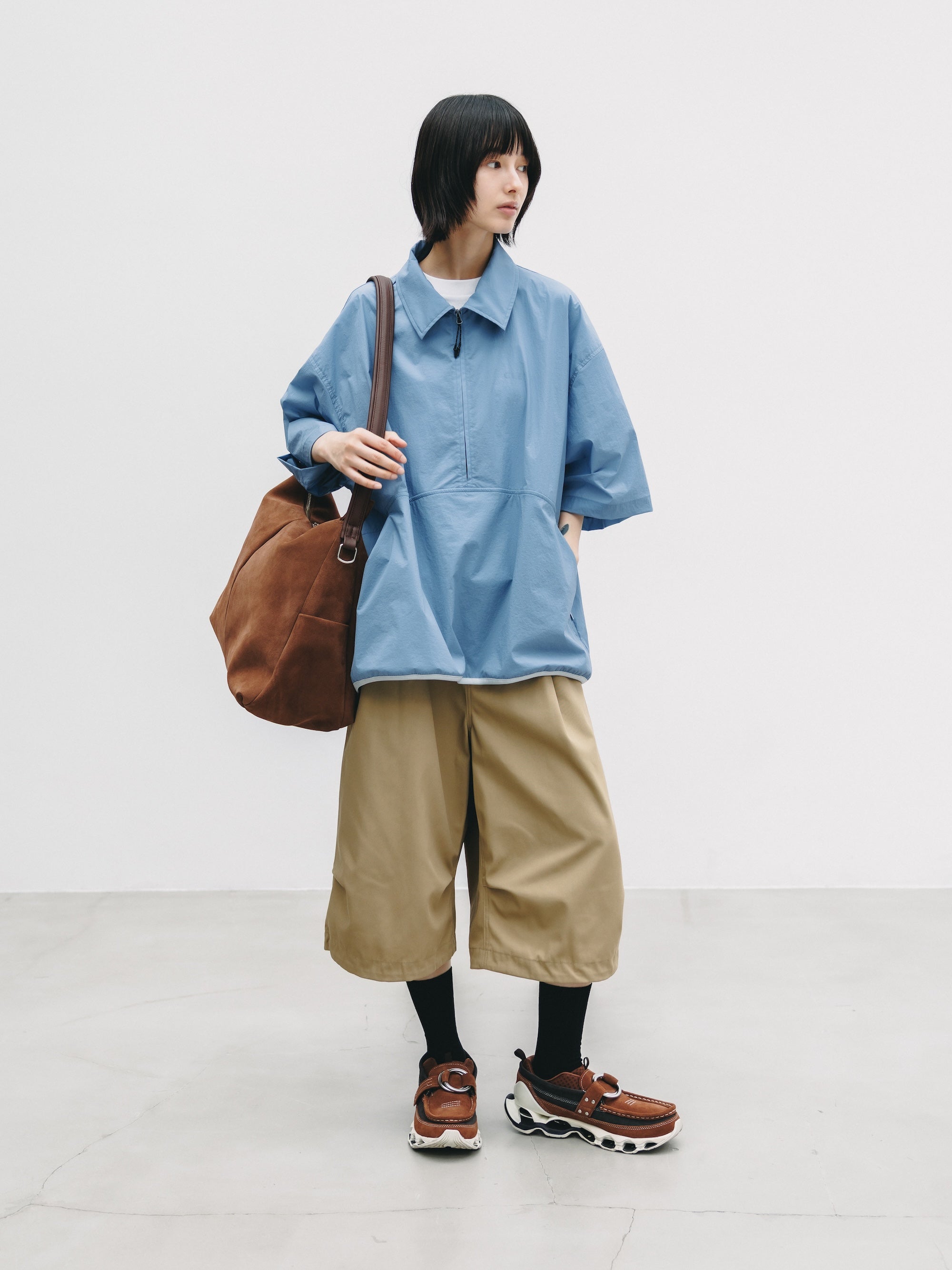 【6.20 SAT 20:00- IN STOCK】HALF ZIP TRAIL S/S SHIRT (SAX BLUE)