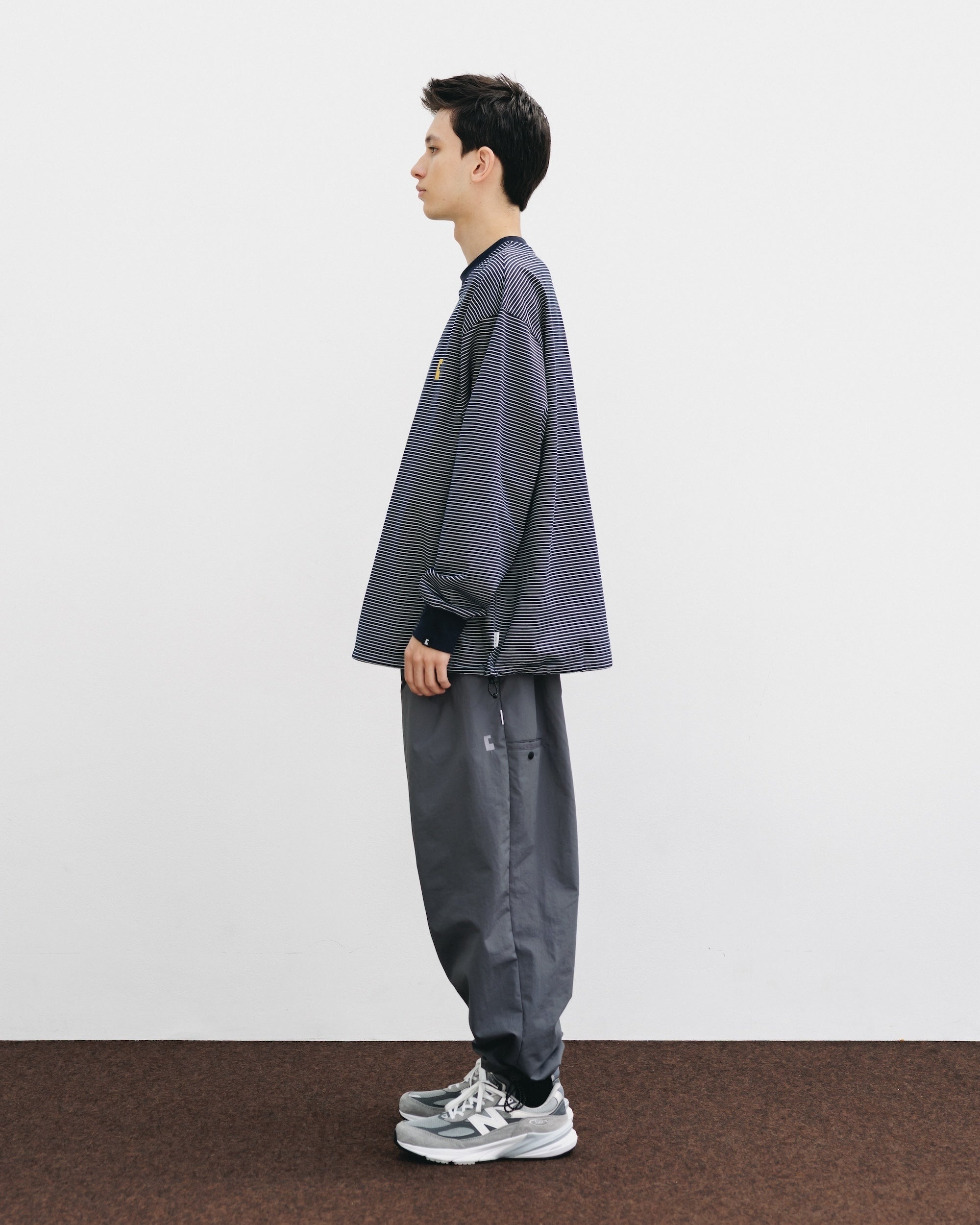 【10.15 WED 20:00- IN STOCK】WATER REPELLENT NYLON CITY UNIFORM WIDE TAPERED PANTS FOR YGM (GRAY×GRAY)