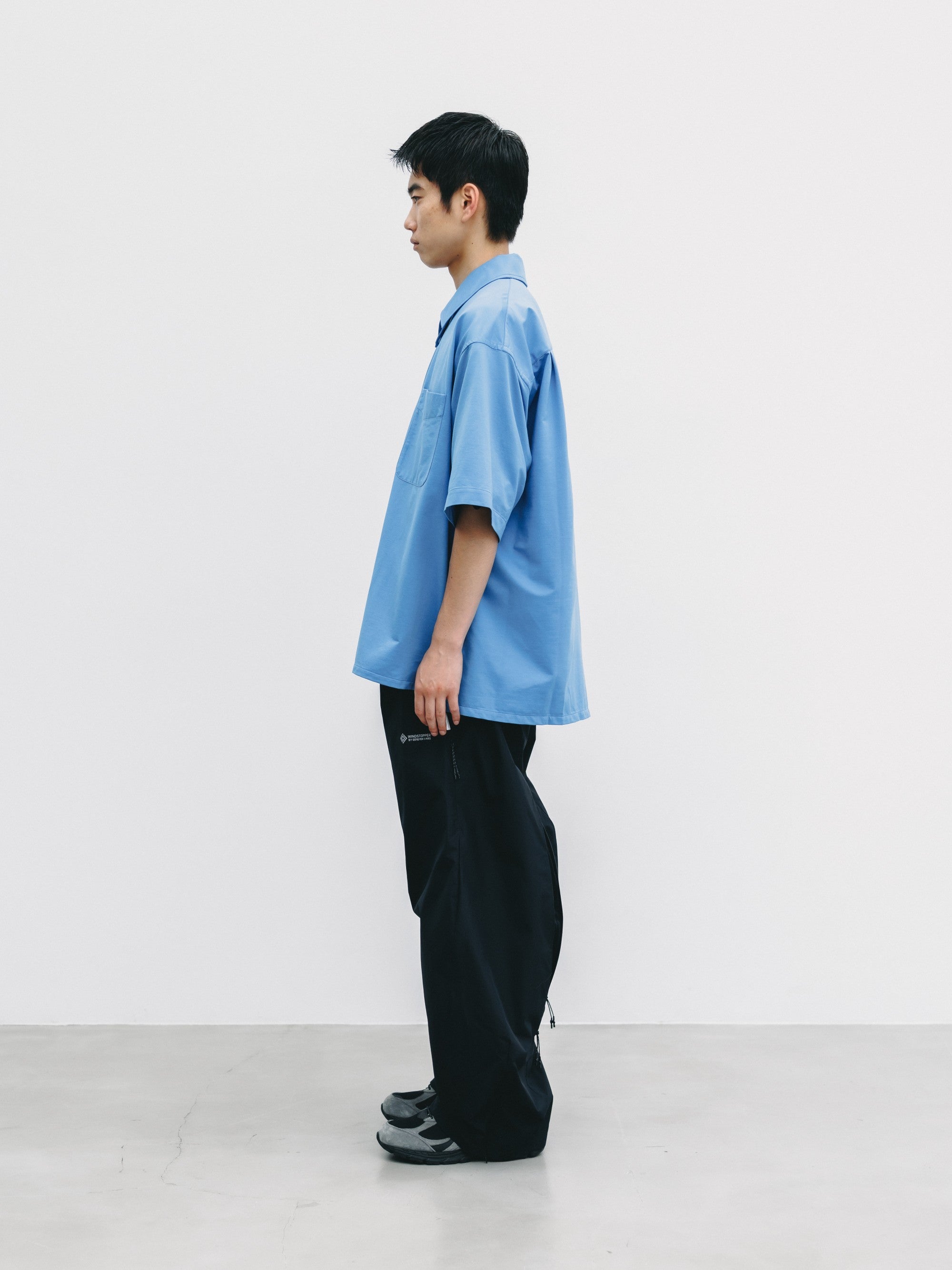 【6.27 SAT 20:00- IN STOCK】46G KNIT EVERYDAY ZIP UP S/S SHIRT (SAX BLUE)