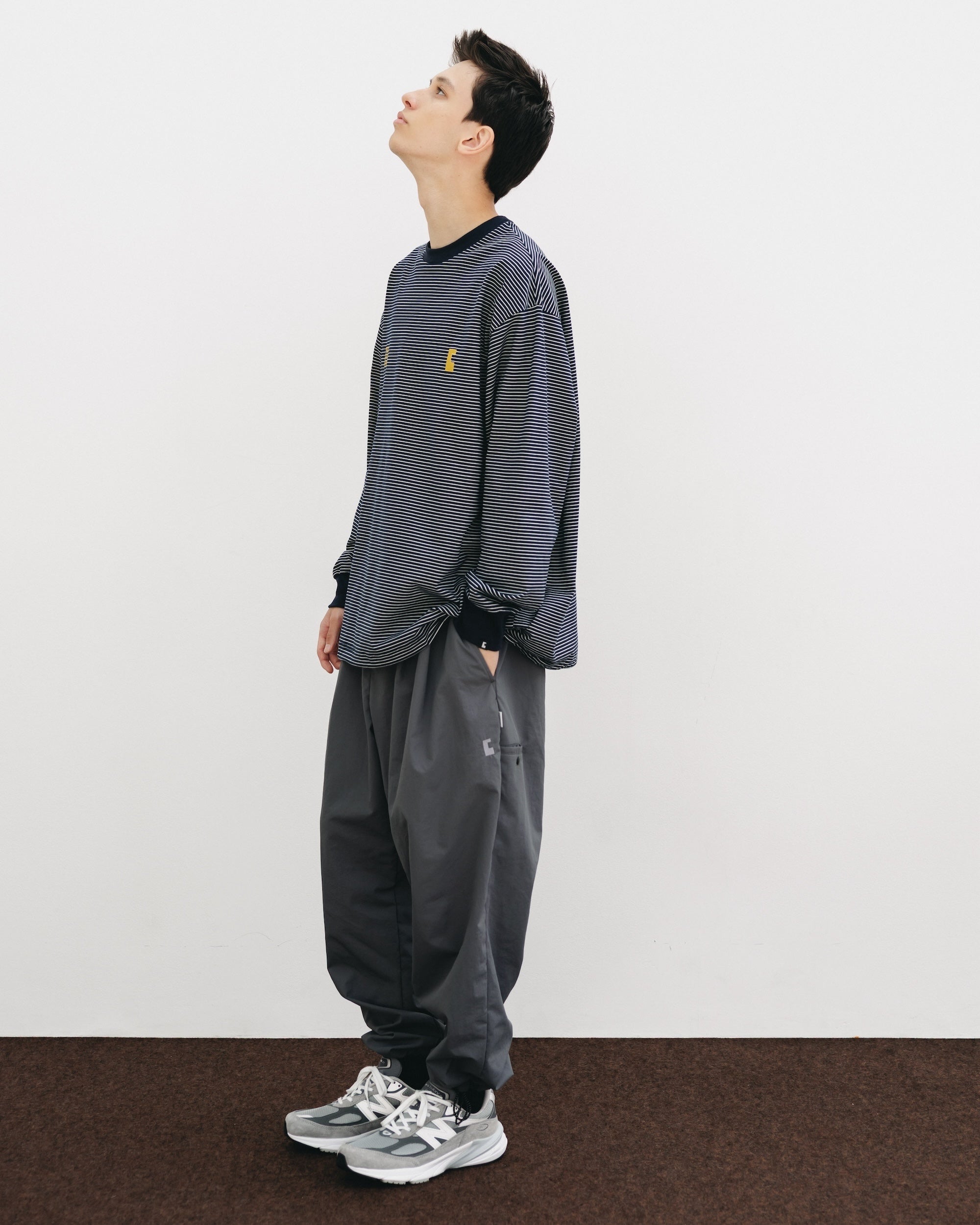 【10.15 WED 20:00- IN STOCK】WATER REPELLENT NYLON CITY UNIFORM WIDE TAPERED PANTS FOR YGM (GRAY×GRAY)
