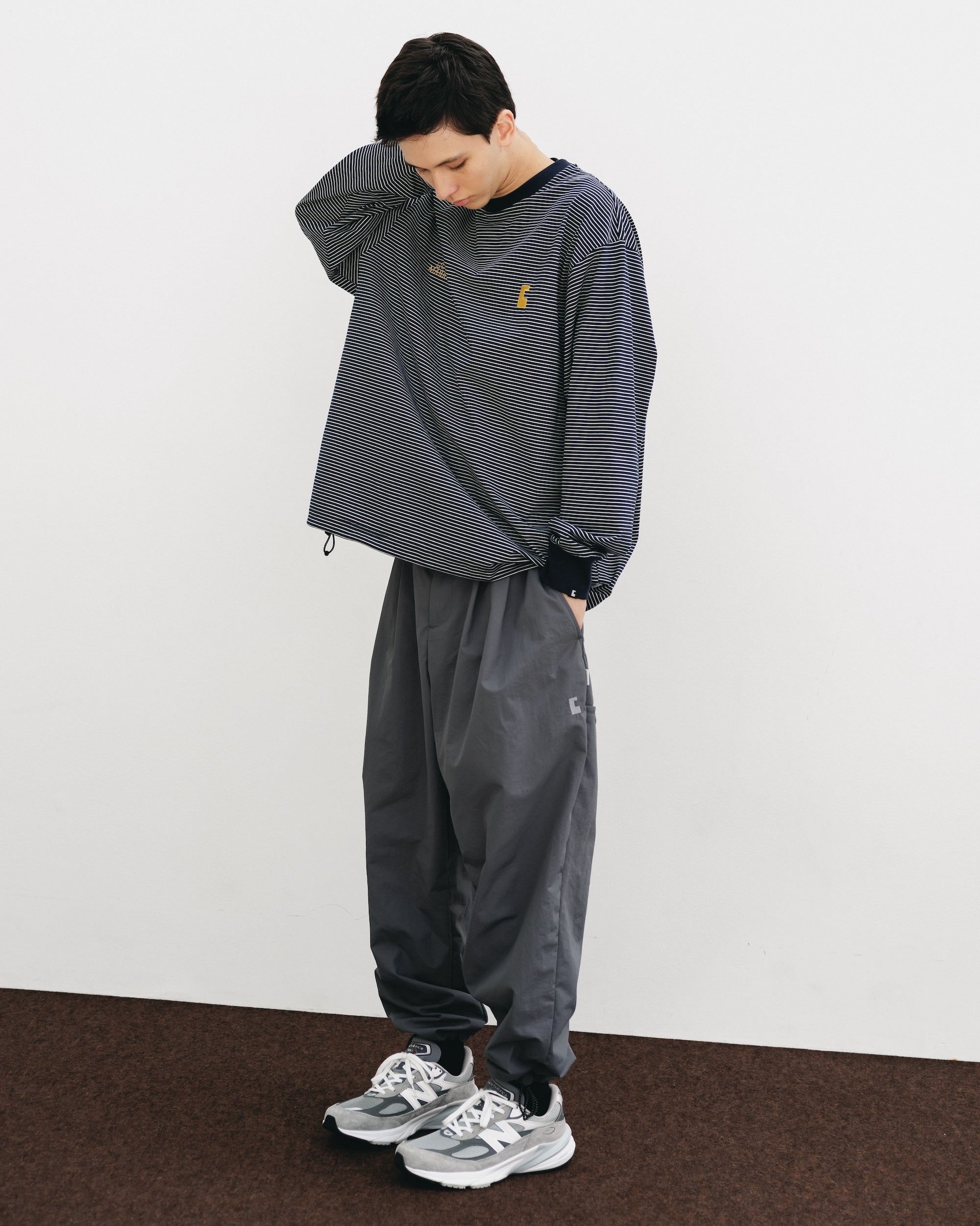 【10.15 WED 20:00- IN STOCK】WATER REPELLENT NYLON CITY UNIFORM WIDE TAPERED PANTS FOR YGM (GRAY×GRAY)
