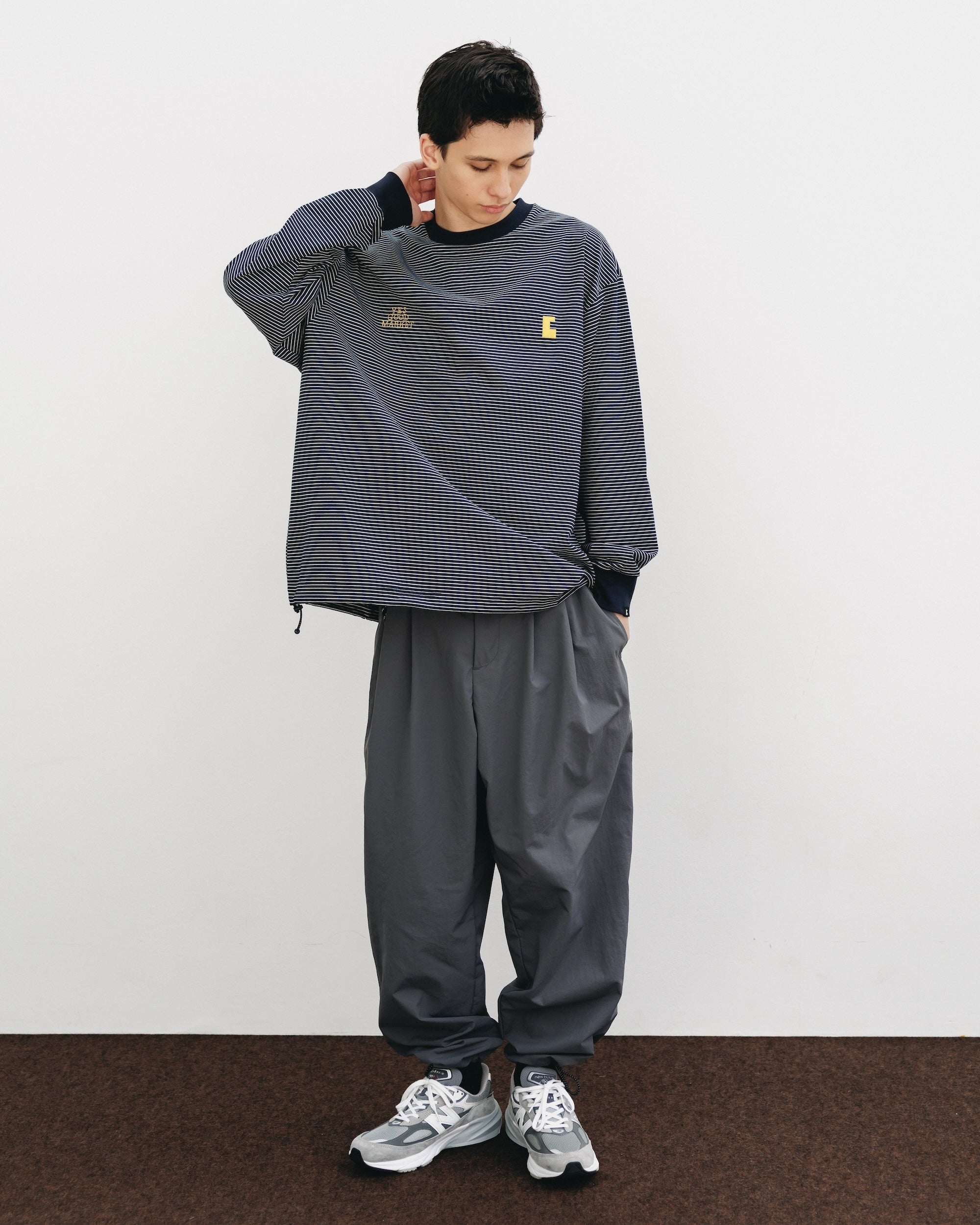 【10.15 WED 20:00- IN STOCK】WATER REPELLENT NYLON CITY UNIFORM WIDE TAPERED PANTS FOR YGM (GRAY×GRAY)