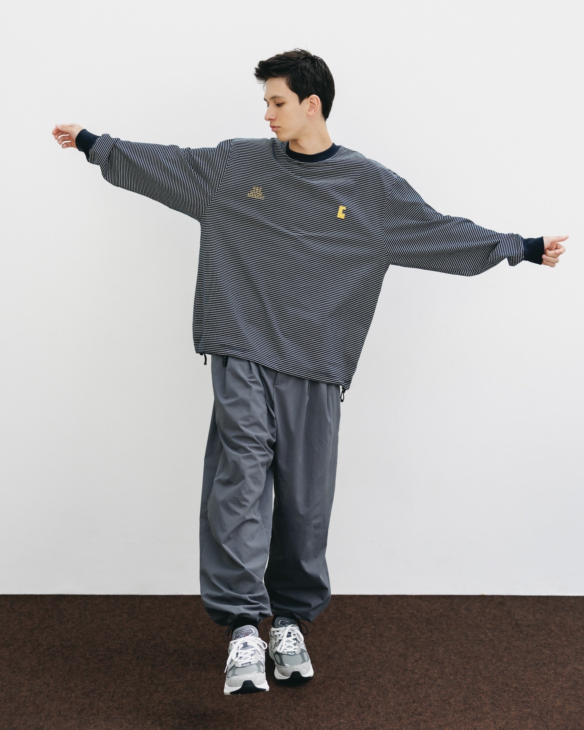 【10.15 WED 20:00- IN STOCK】WATER REPELLENT NYLON CITY UNIFORM WIDE TAPERED PANTS FOR YGM (GRAY×GRAY)