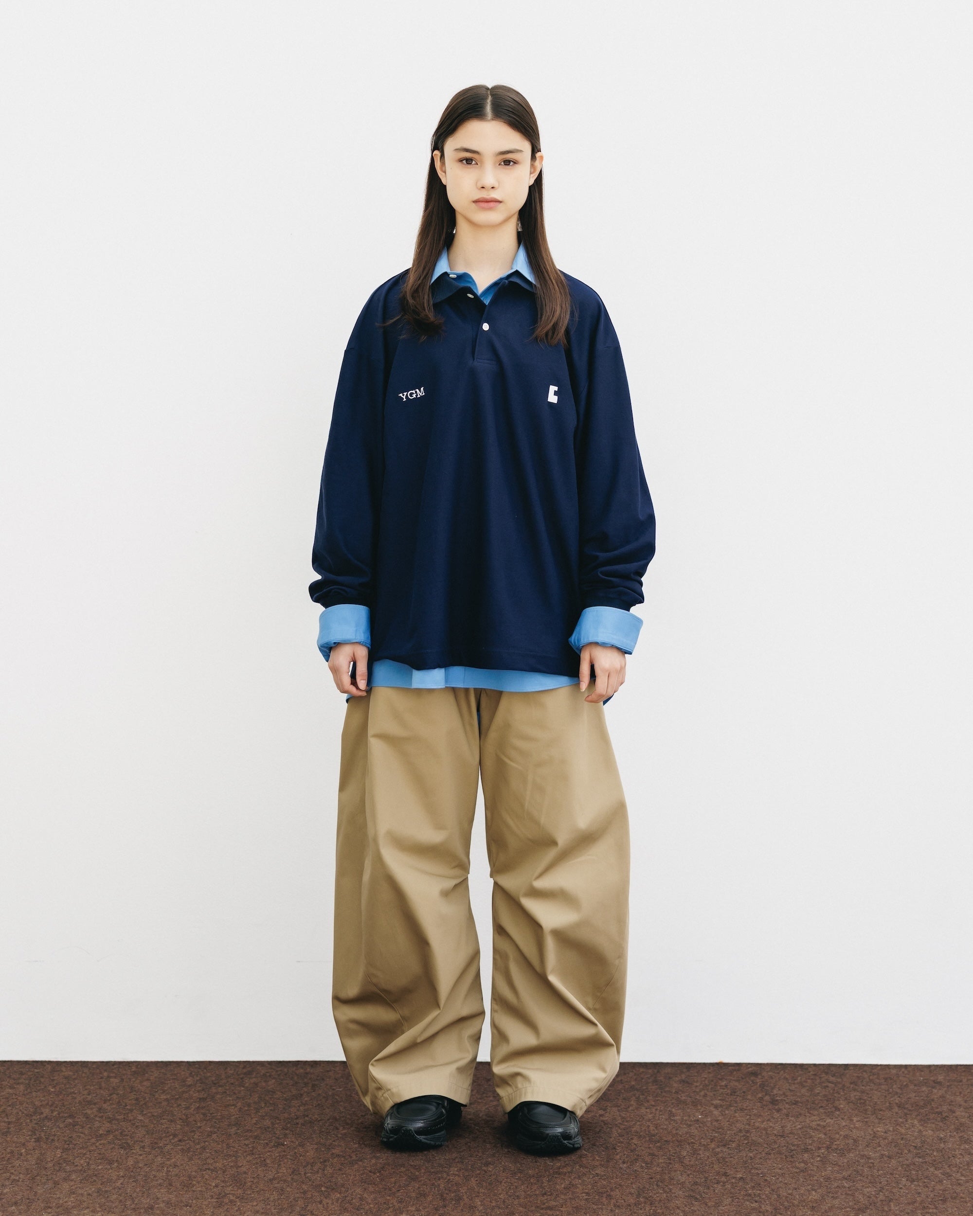 【10.15 WED 20:00- IN STOCK】"C" COTTON CITY L/S POLO SHIRT FOR YGM (NAVY)