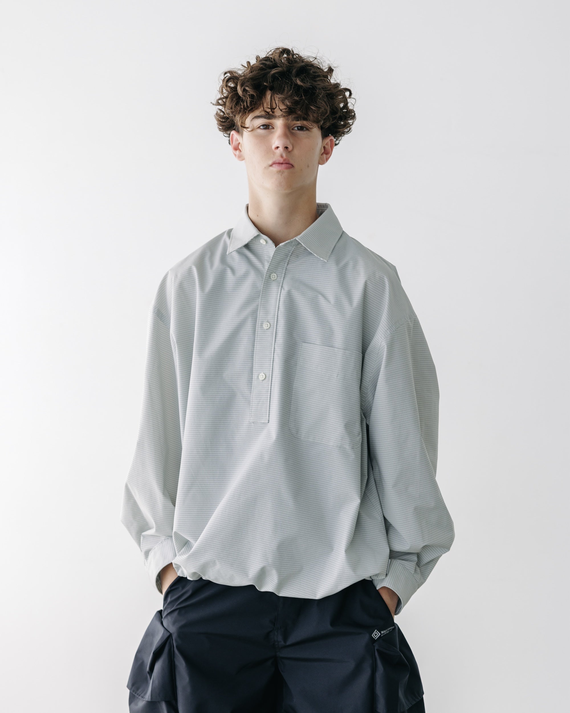 【5.6 TUE 20:00- IN STOCK】MINI PLAID L/S PULLOVER SHIRT (WHITE)