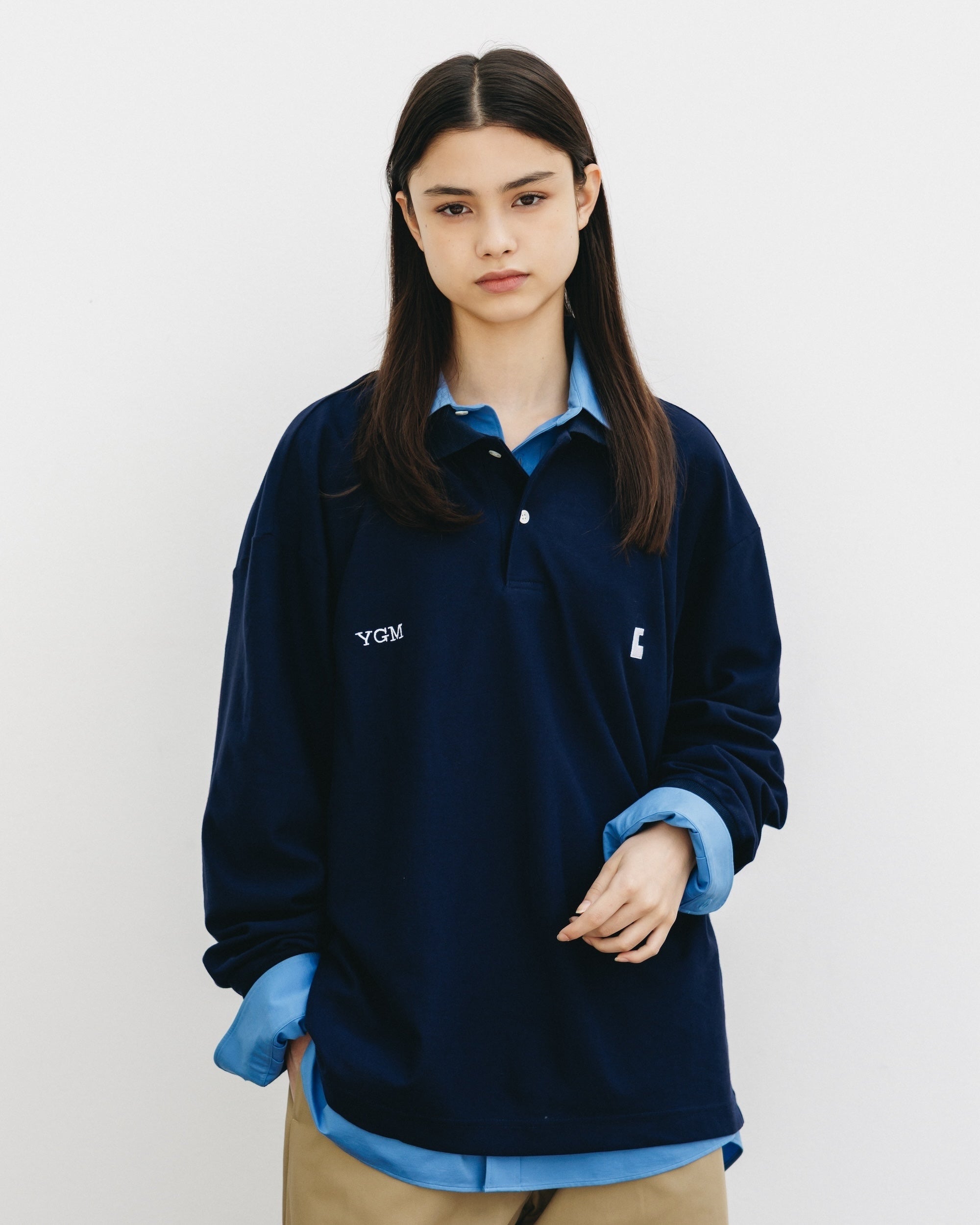 【10.15 WED 20:00- IN STOCK】"C" COTTON CITY L/S POLO SHIRT FOR YGM (NAVY)