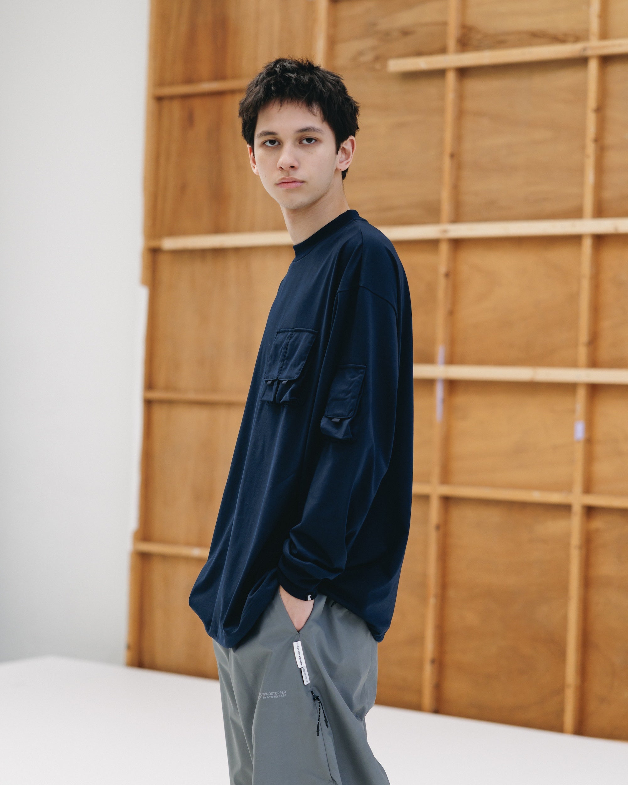 MULTI POCKET L/S T-SHIRT (NAVY)