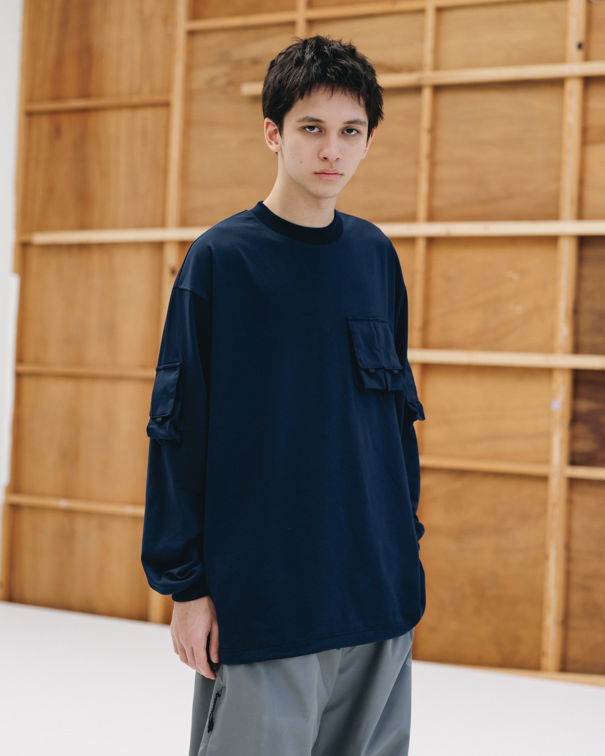 MULTI POCKET L/S T-SHIRT (NAVY)